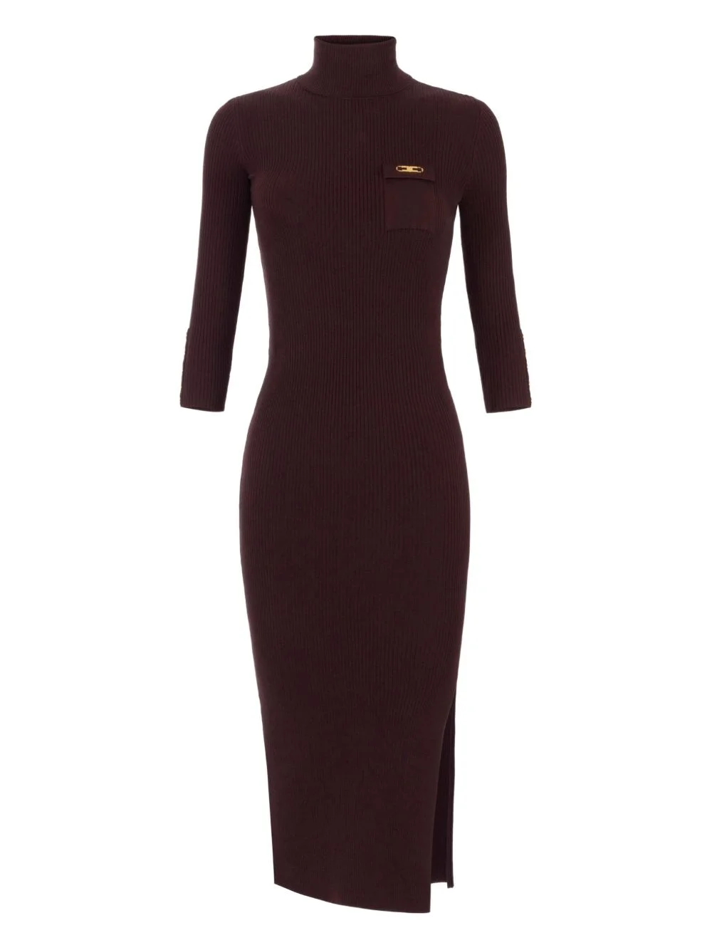 elisabetta franchi knitted dress Ribbed Knit Midi Dress with Buttons Elisabetta Franchi
