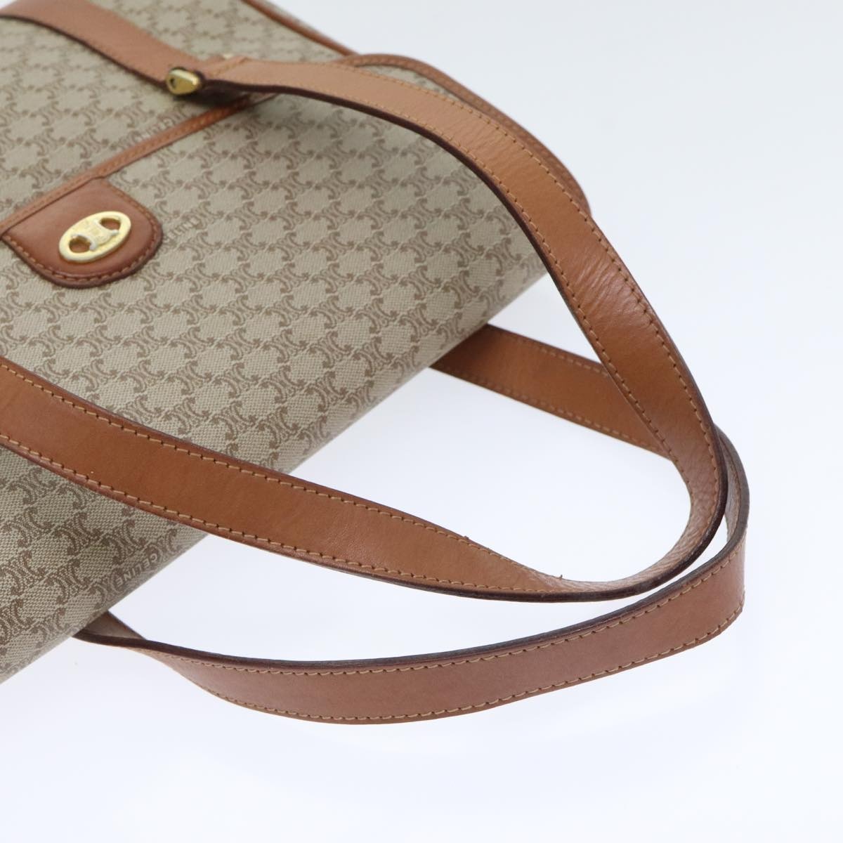 CELINE Macadam Canvas Hand Bag Beige Gold - 7