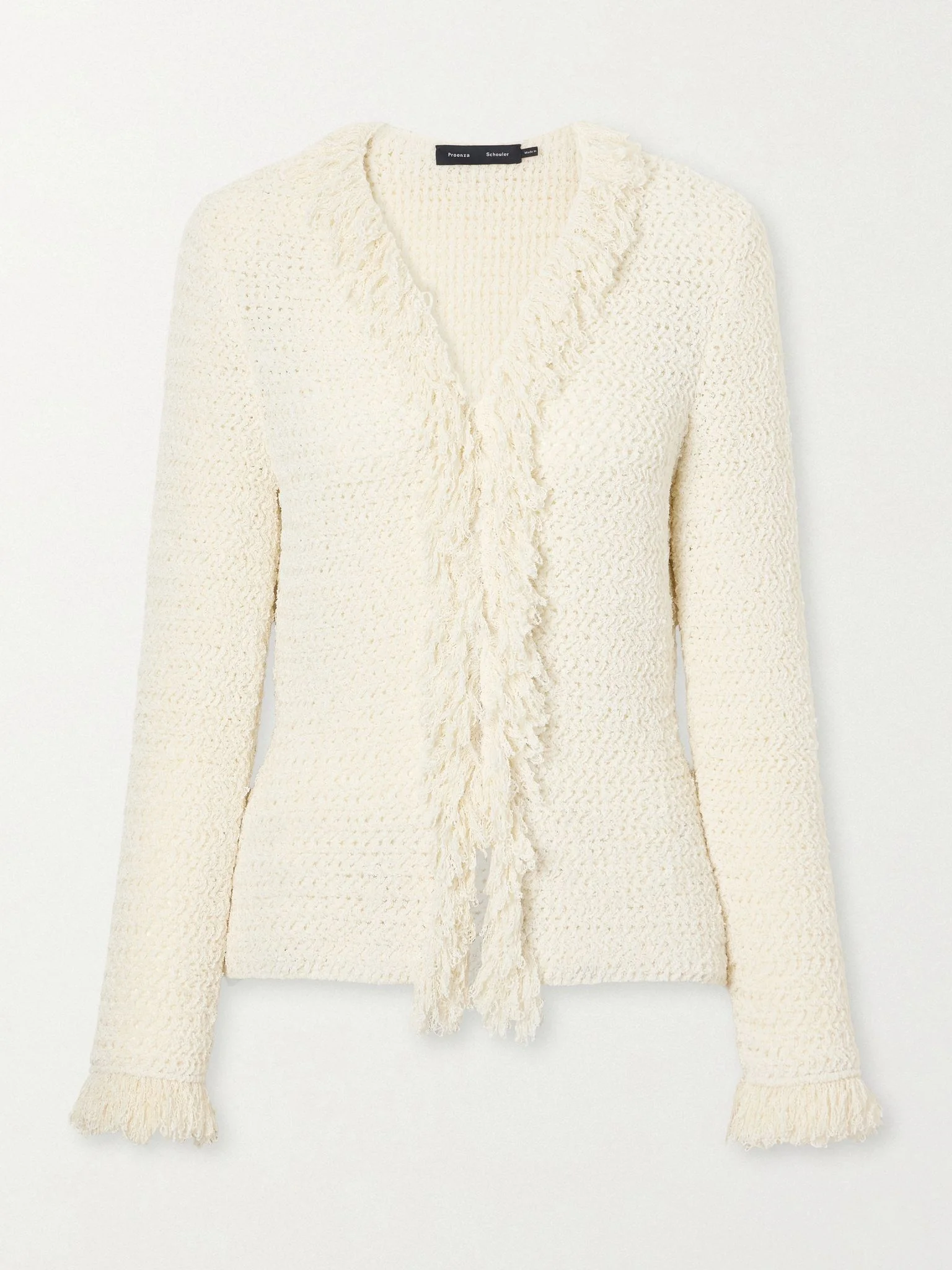 Nilo textured-jacquard wool-blend cardigan Off-white - 1