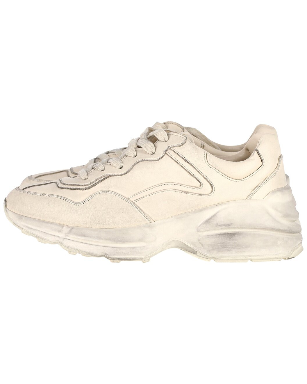 Gucci Women's Leather Distressed Rhyton Sneaker (Authentic Pre-Loved) - 2