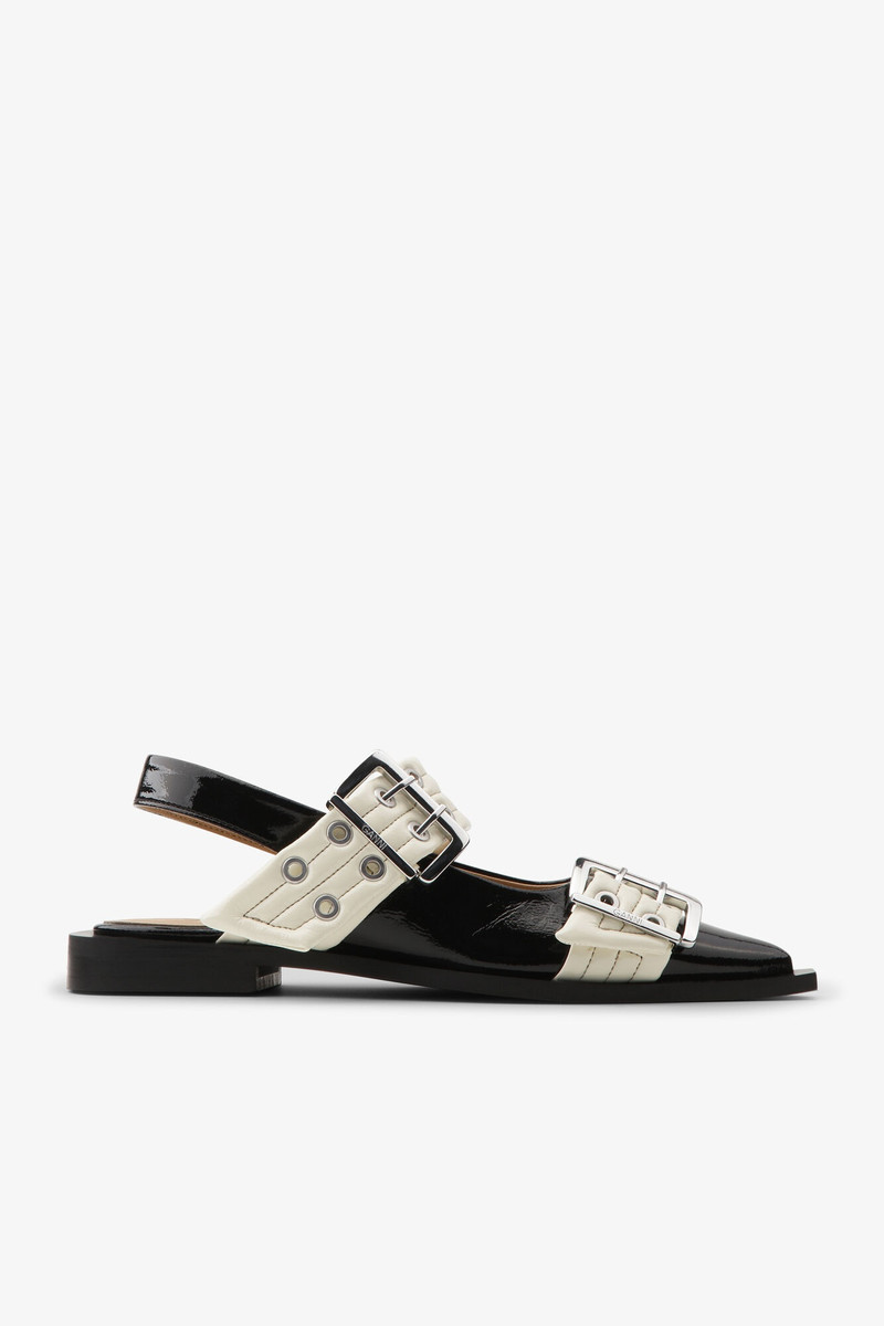 BLACK AND OFF-WHITE FEMININE BUCKLE BALLERINAS - 1