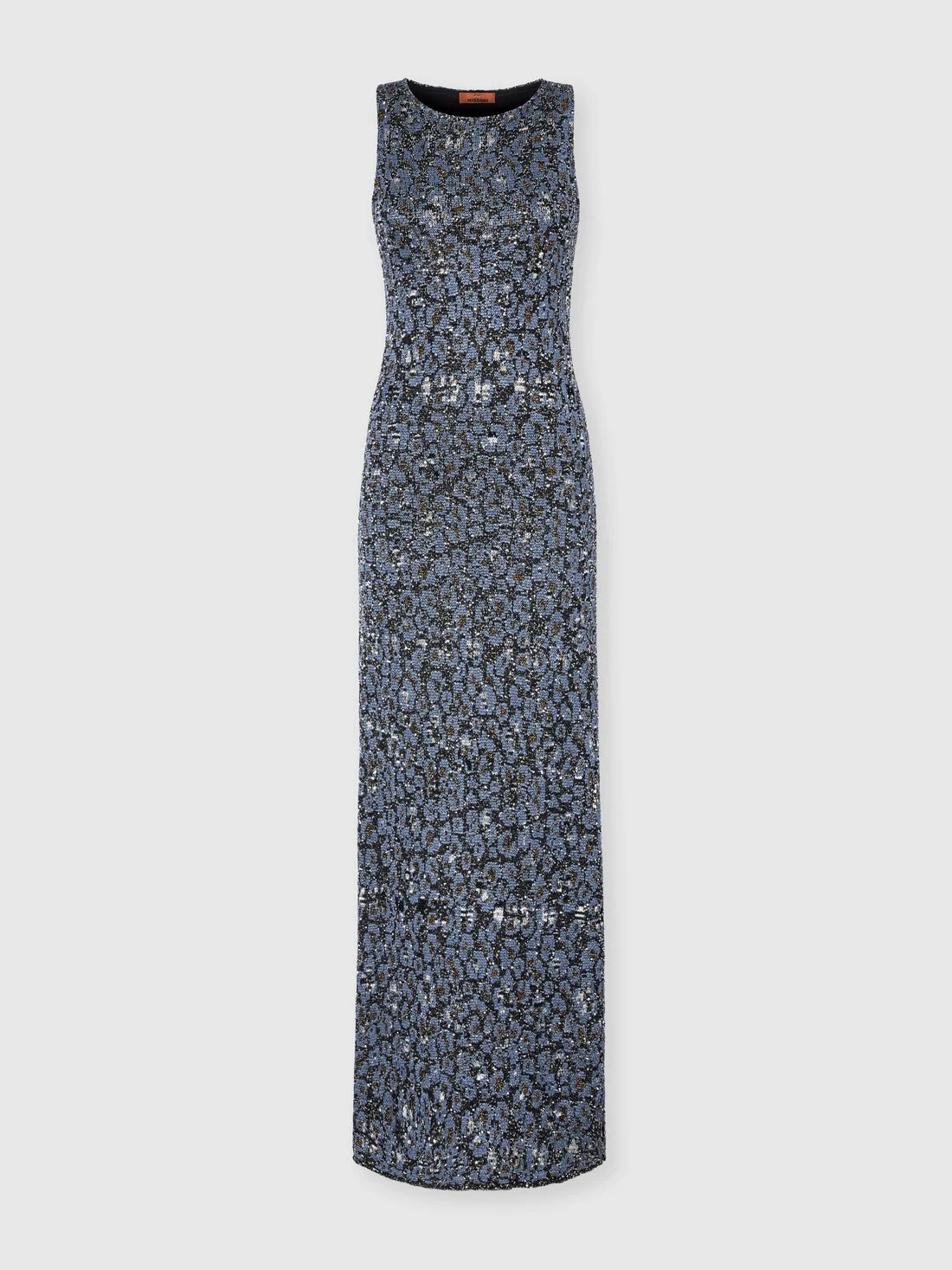 Long halter-neck dress in an animal-print jacquard knit - 1
