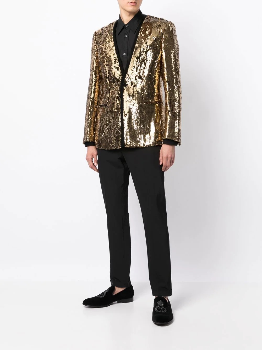 sequin-embellished single-breasted blazer - 2
