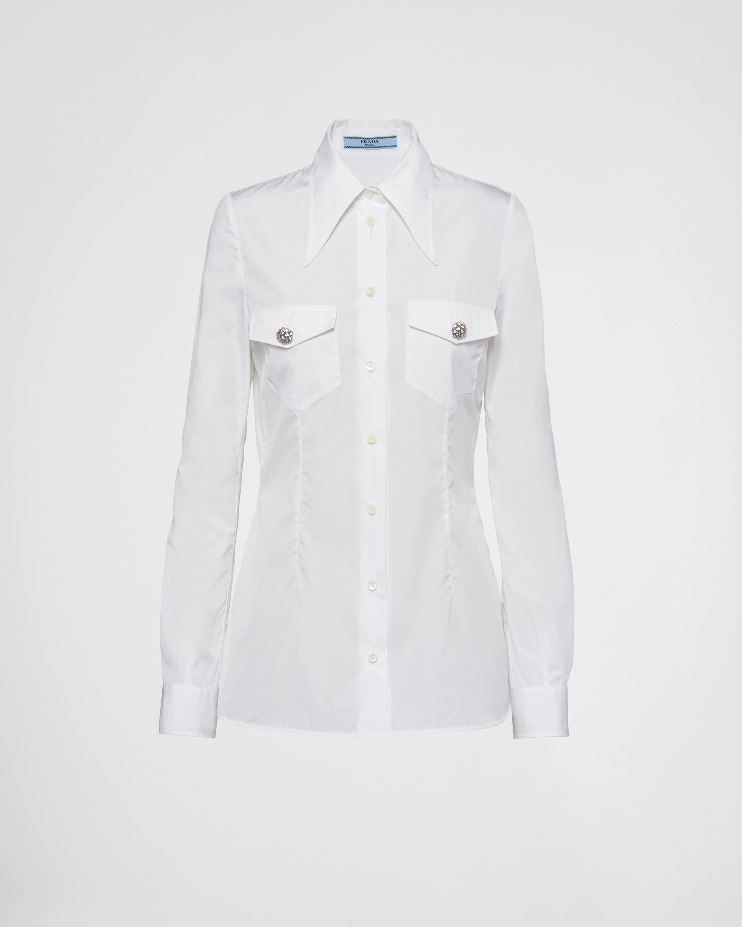 Poplin shirt with jewel buttons - 1