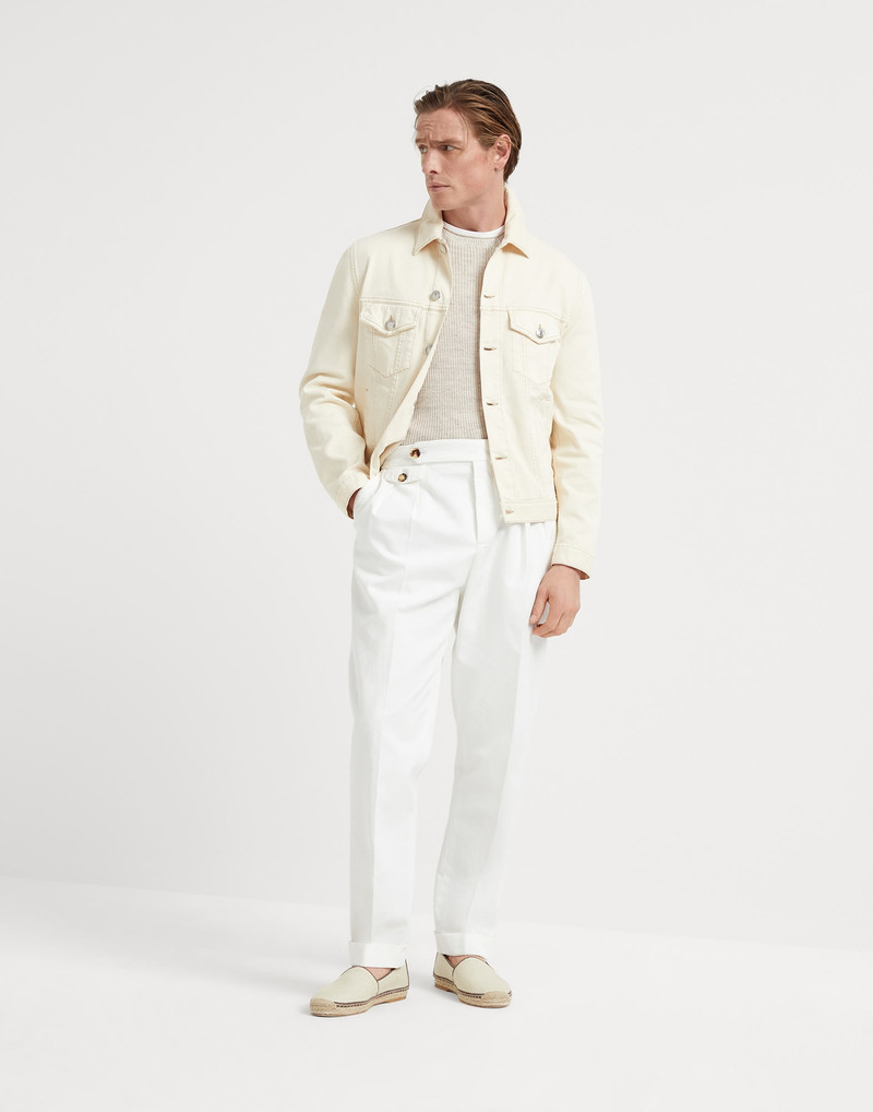 Linen and cotton half English rib knit t-shirt 5
