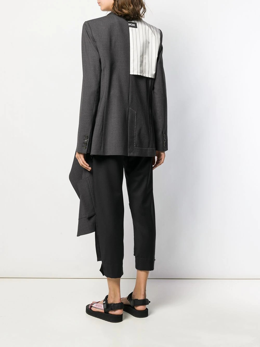 asymmetrical double-pocket draped blazer - 4