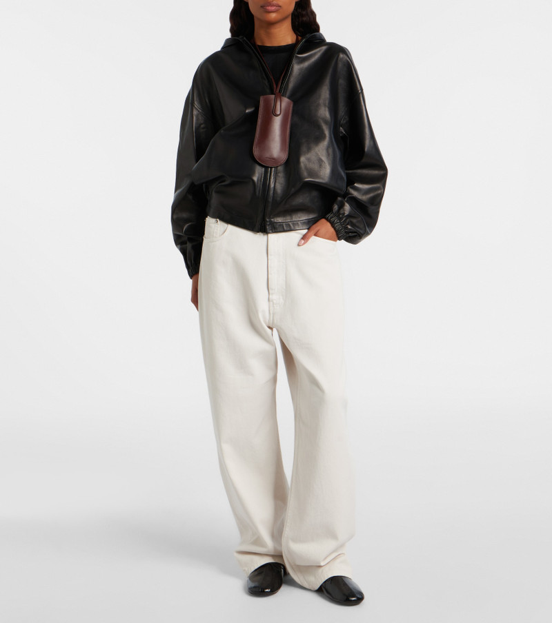 PHOEBE PHILO Hooded leather bomber jacket outlook
