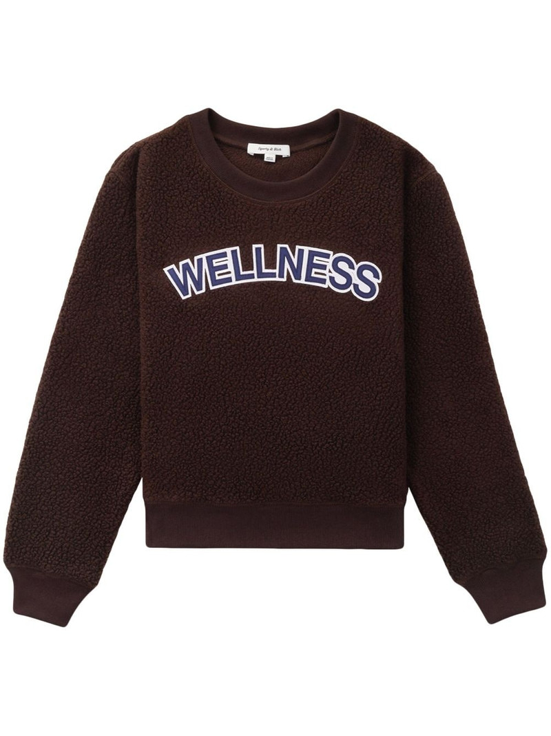 slogan-patch fleece jumper 1