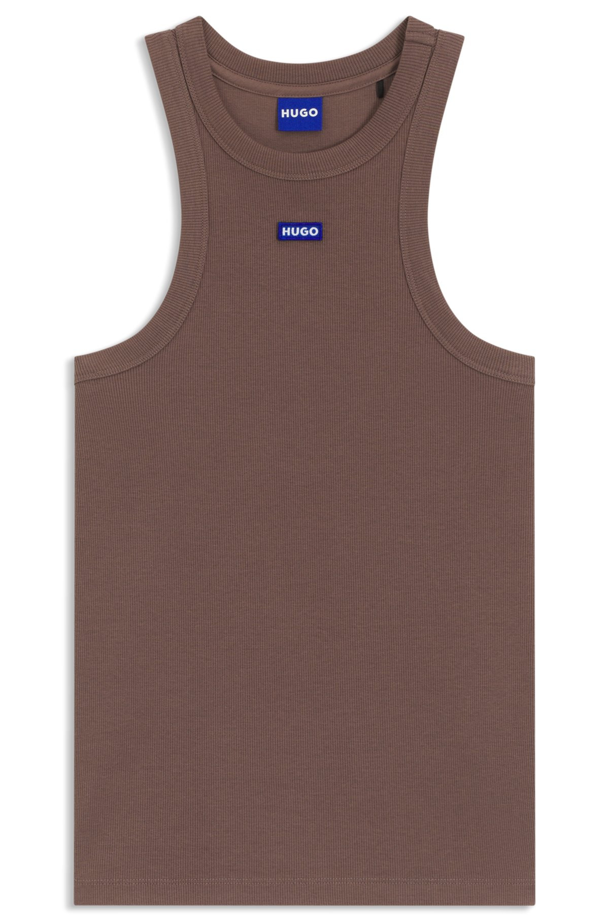 SLIM-FIT STRETCH-COTTON TOP WITH BLUE LOGO BADGE - 1