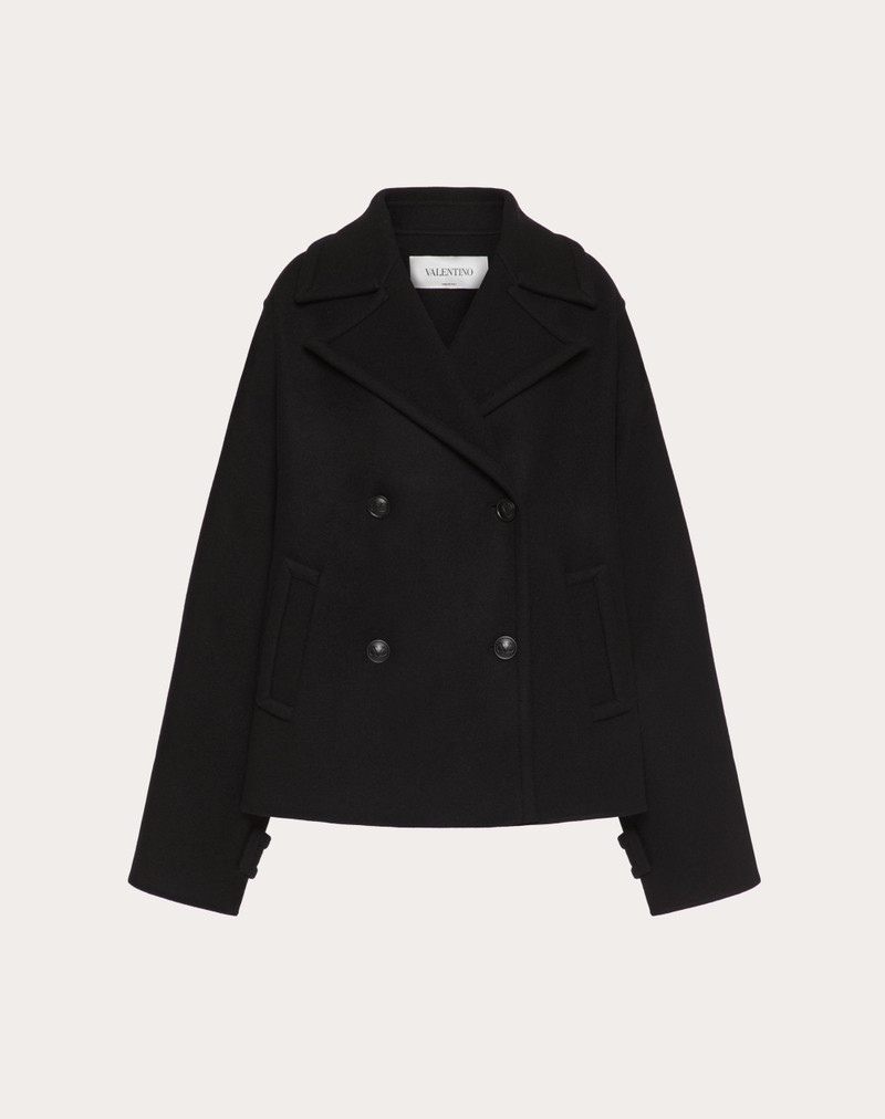 DIAGONAL DOUBLE WOOL PEA COAT - 1