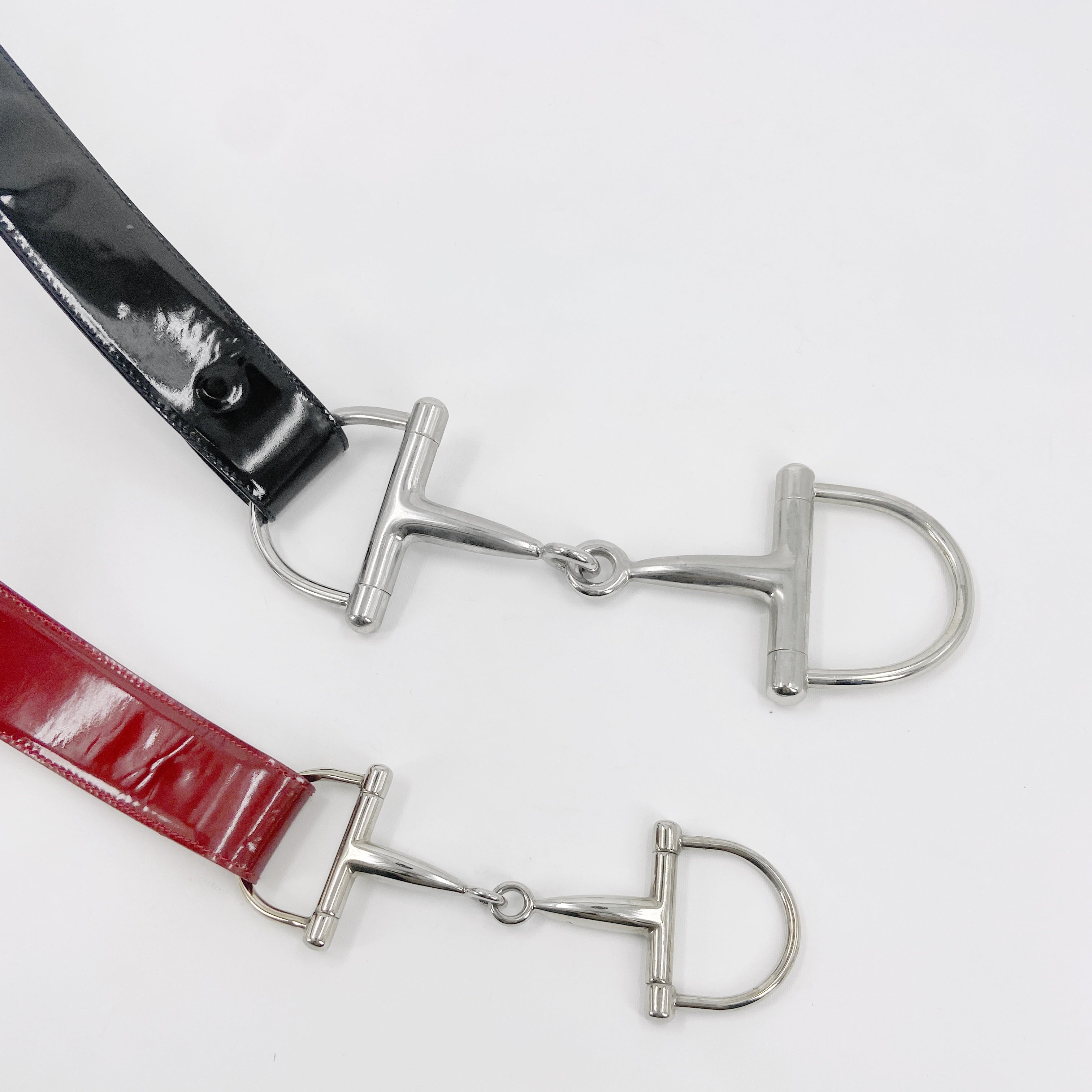 Gucci Fall 1995 Tom Ford Red Horsebit Patent Leather Belt 28 - 10