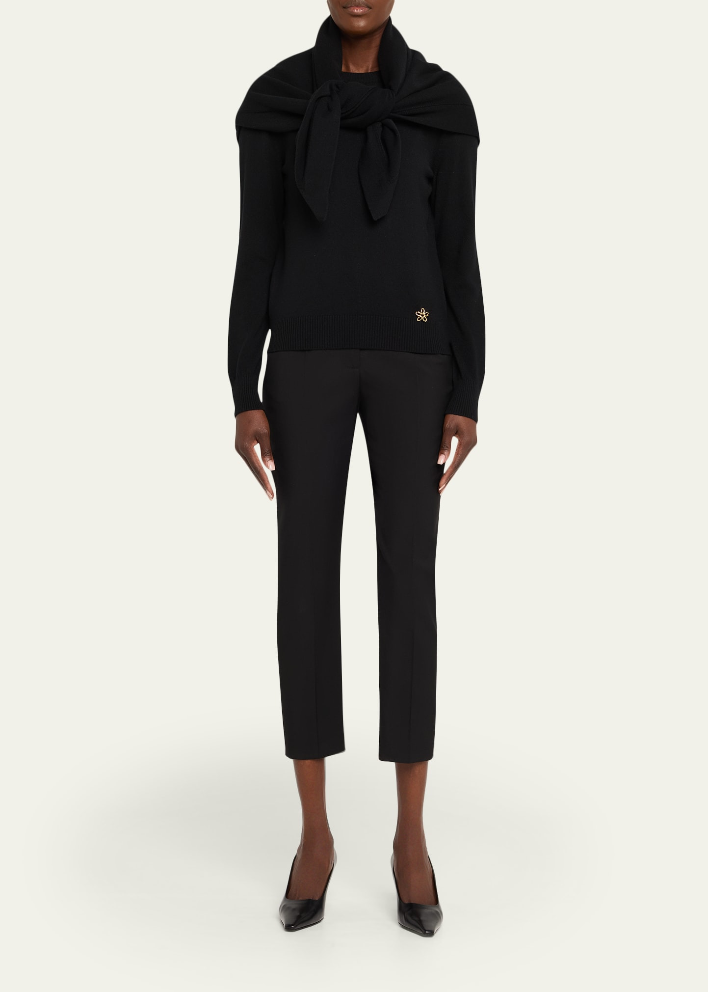 Crewneck Sweater With Removable Scarf - 2