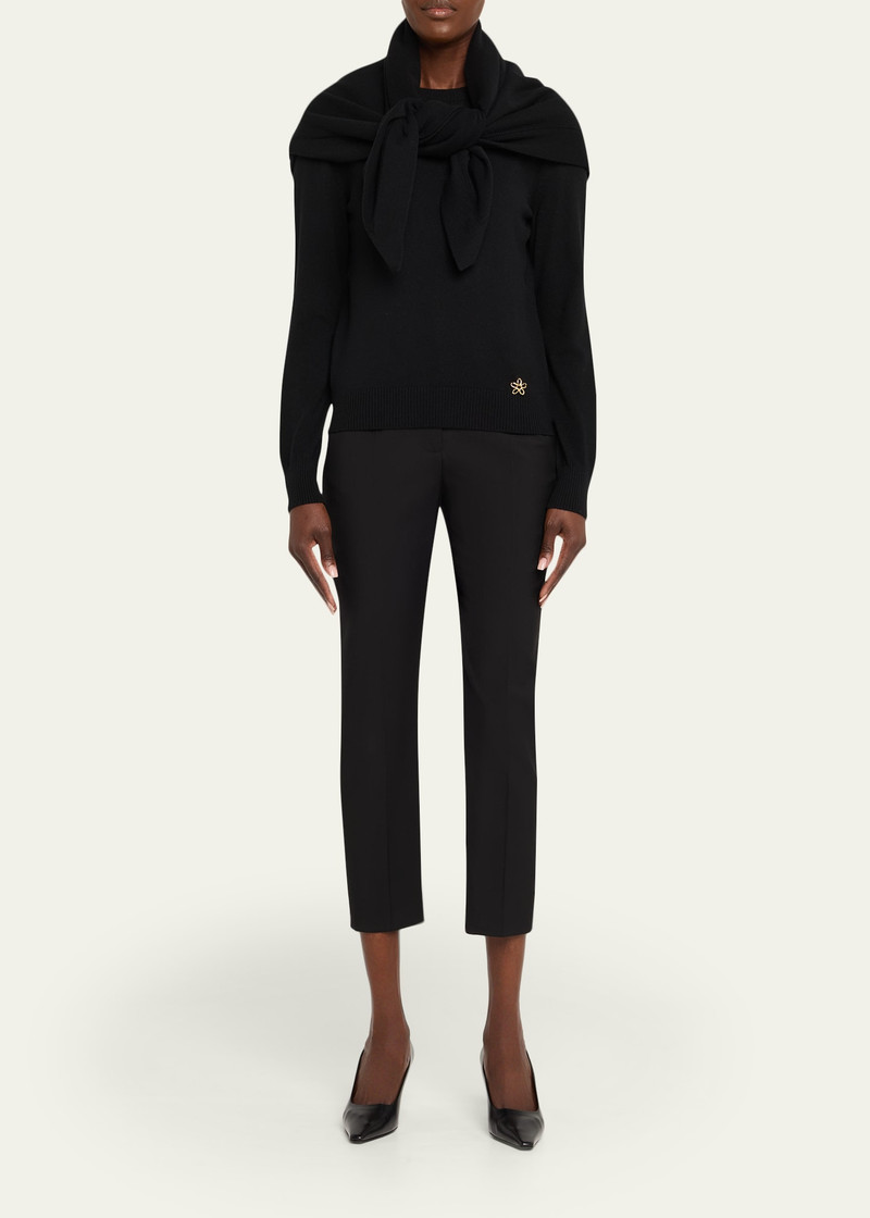 Oscar de la Renta Crewneck Sweater With Removable Scarf outlook