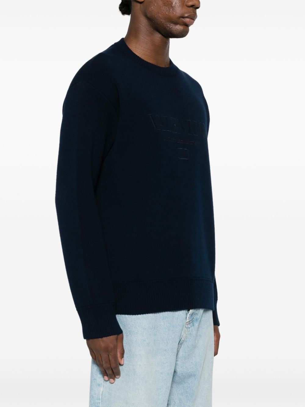 embroidered-logo knitted jumper - 3