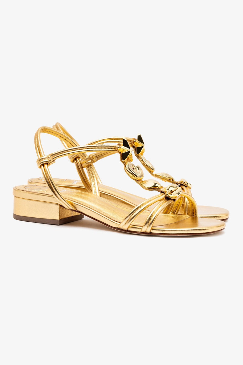Larroudé Shelly Flat Sandal In Gold Metallic Leather outlook