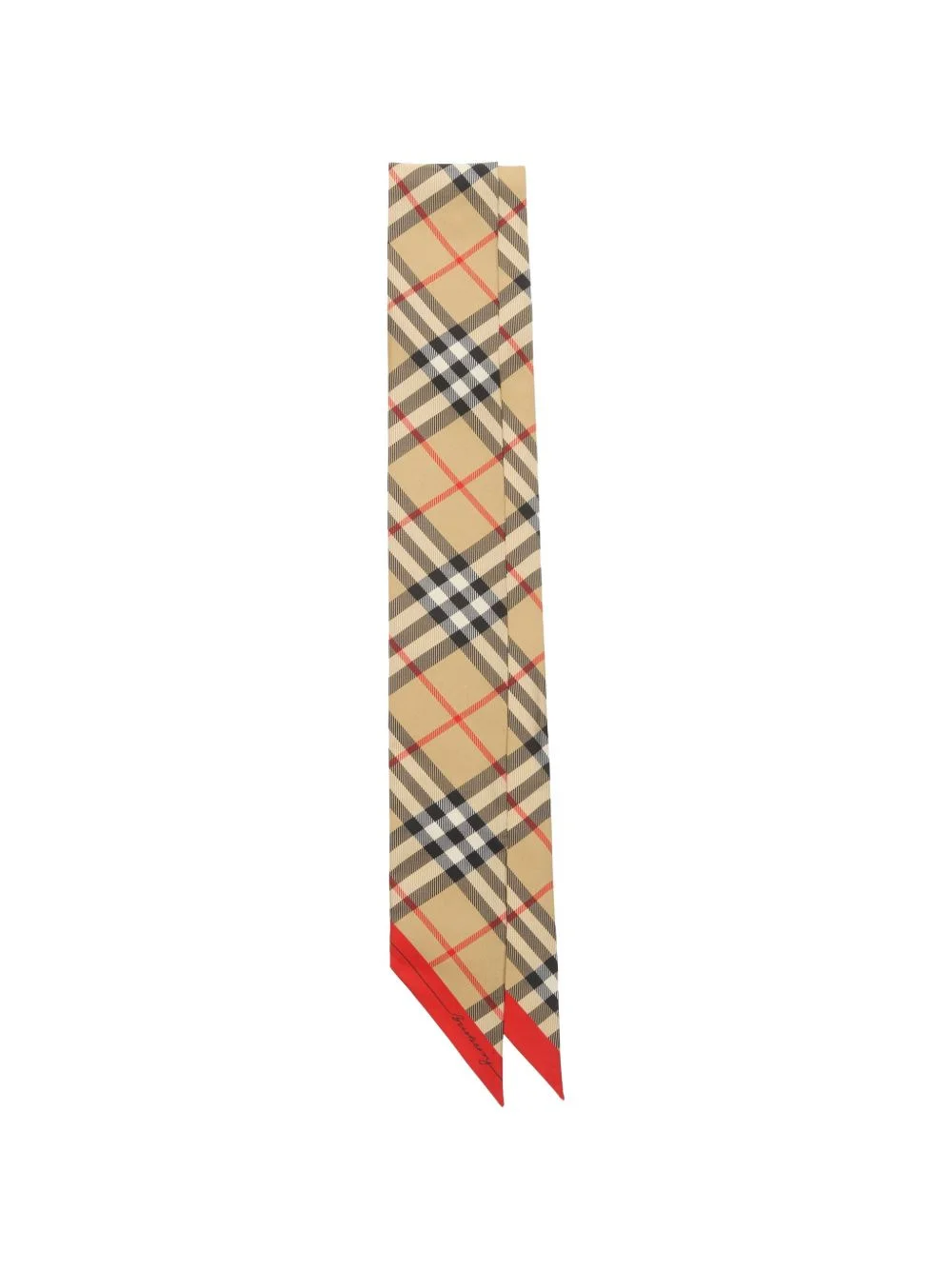 skinny contrast Check silk scarf - 1