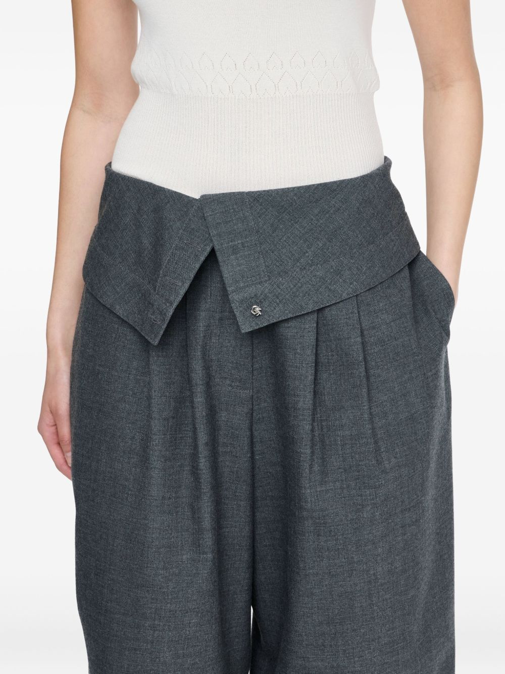 wrap-front pleated trousers - 4
