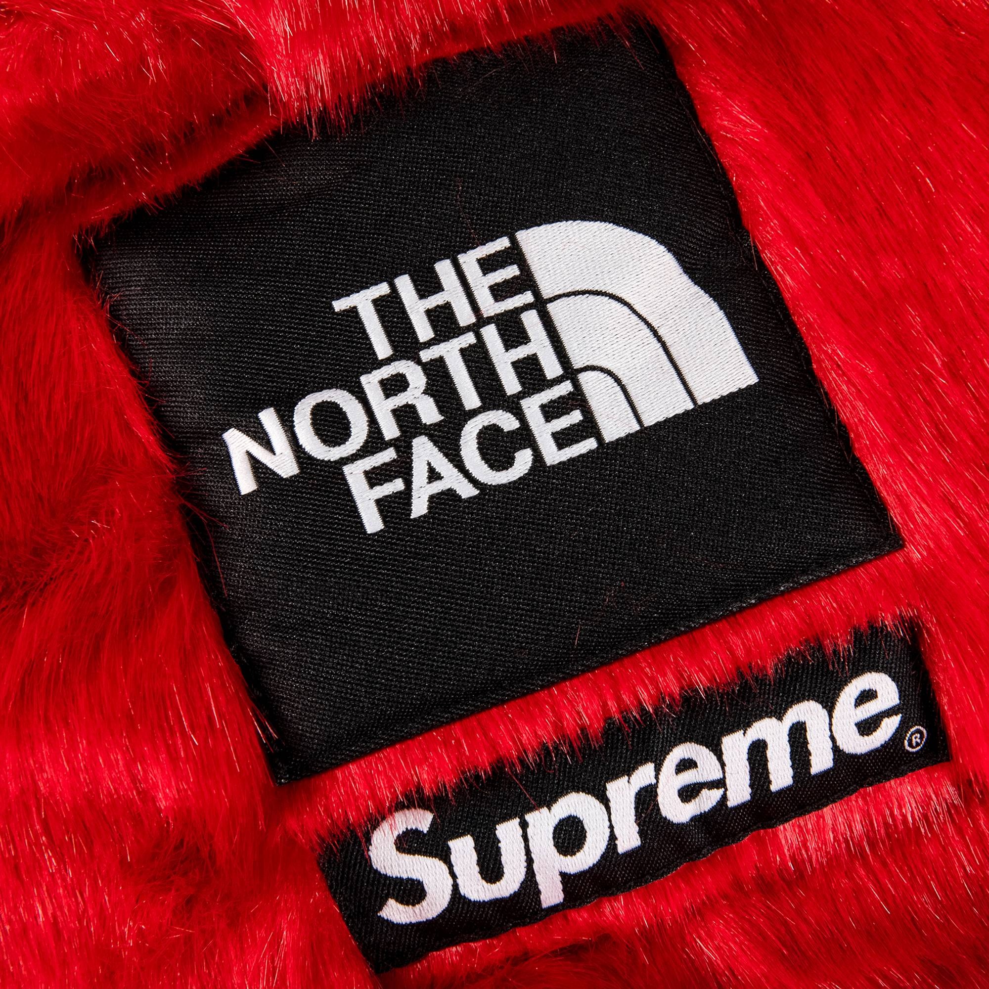 Supreme x The North Face Faux Fur Nuptse Jacket 'Red' - 3