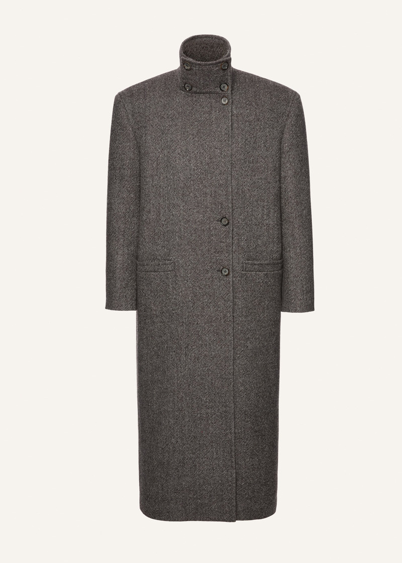 Oversized high collar wool coat in grey 1