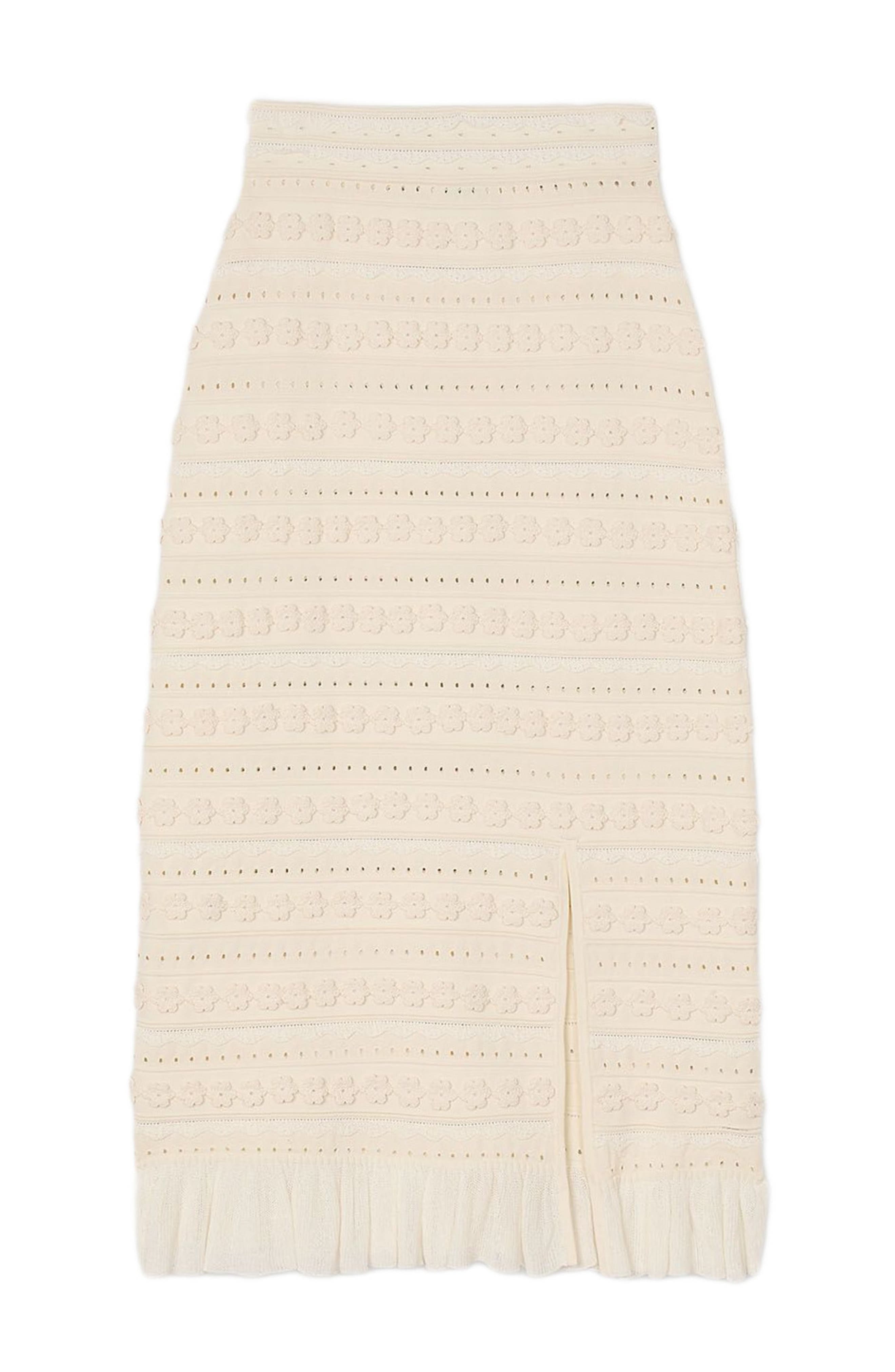 SANDRO Long skirt with crochet detailing in Ecru at Nordstrom - 5