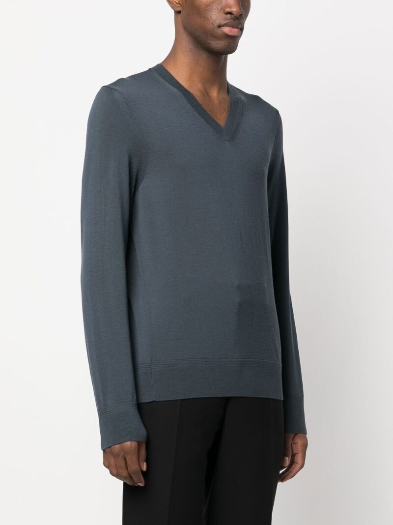 V-neck wool jumper - 3
