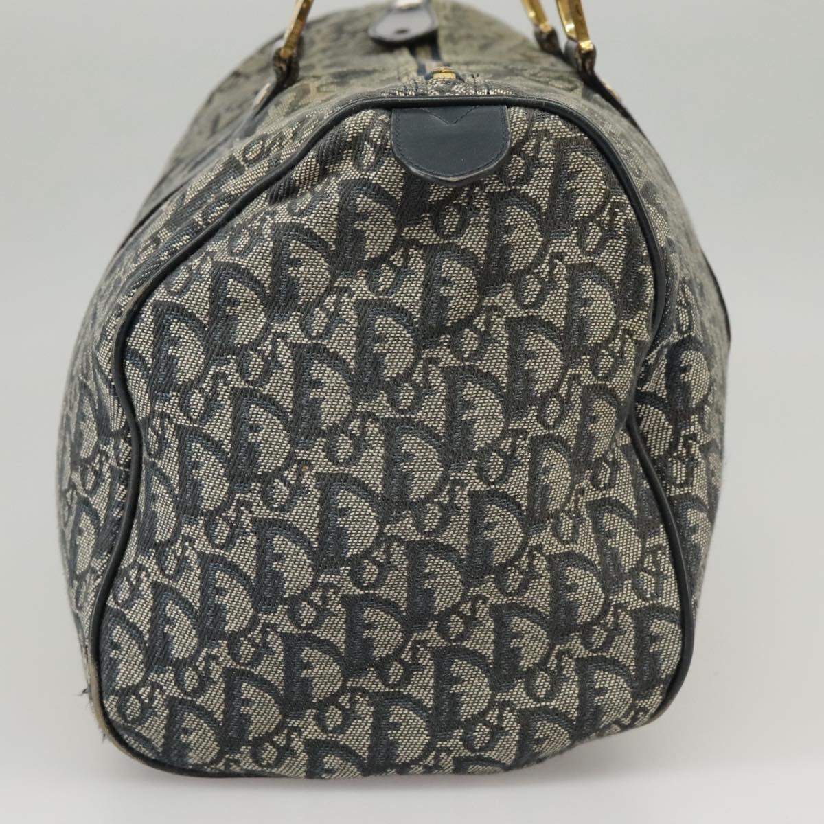 DIOR Trotter Canvas Hand Bag Navy Gold Silver - 3
