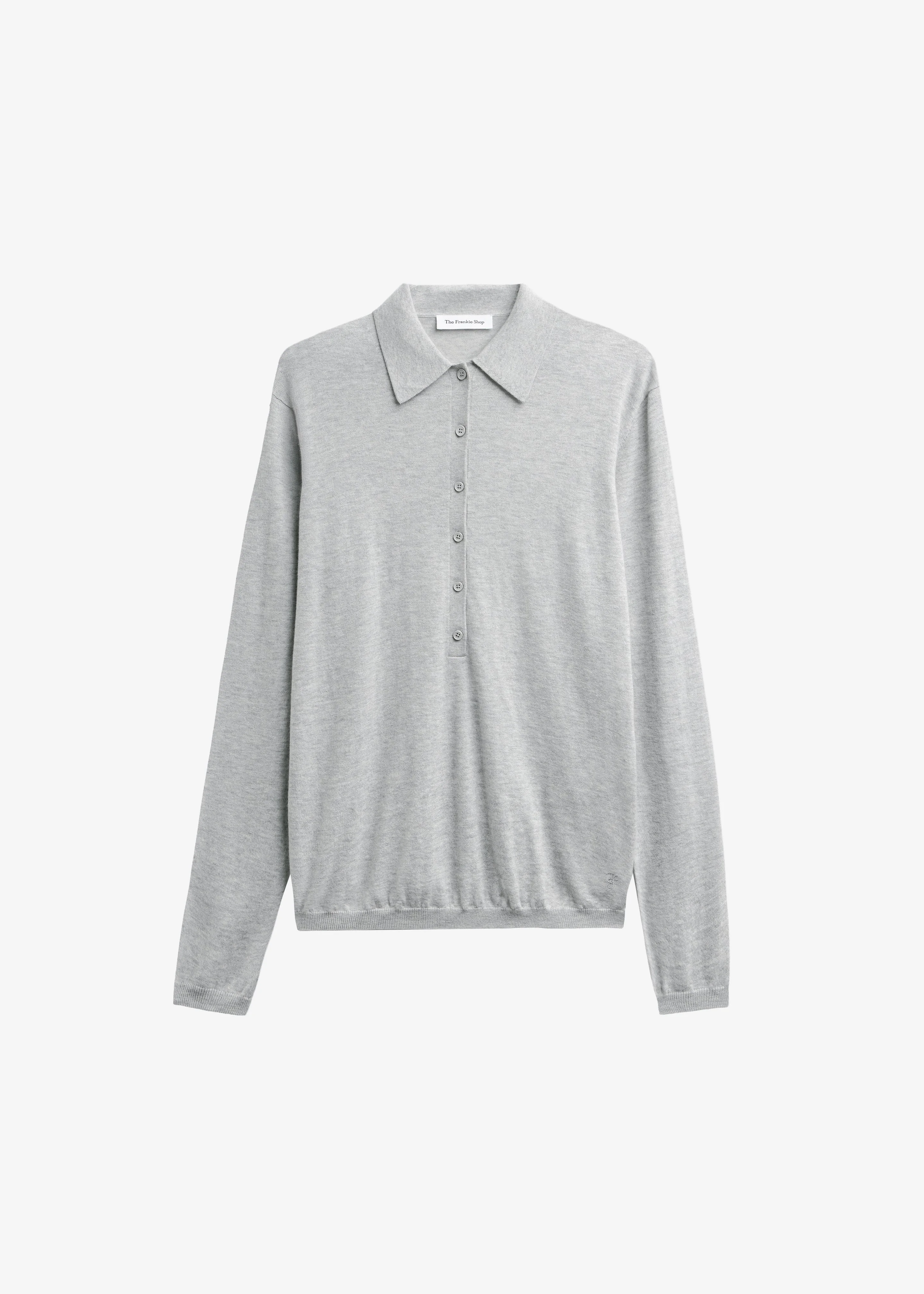 Tala Knit V-Neck Polo - Light Grey - 1