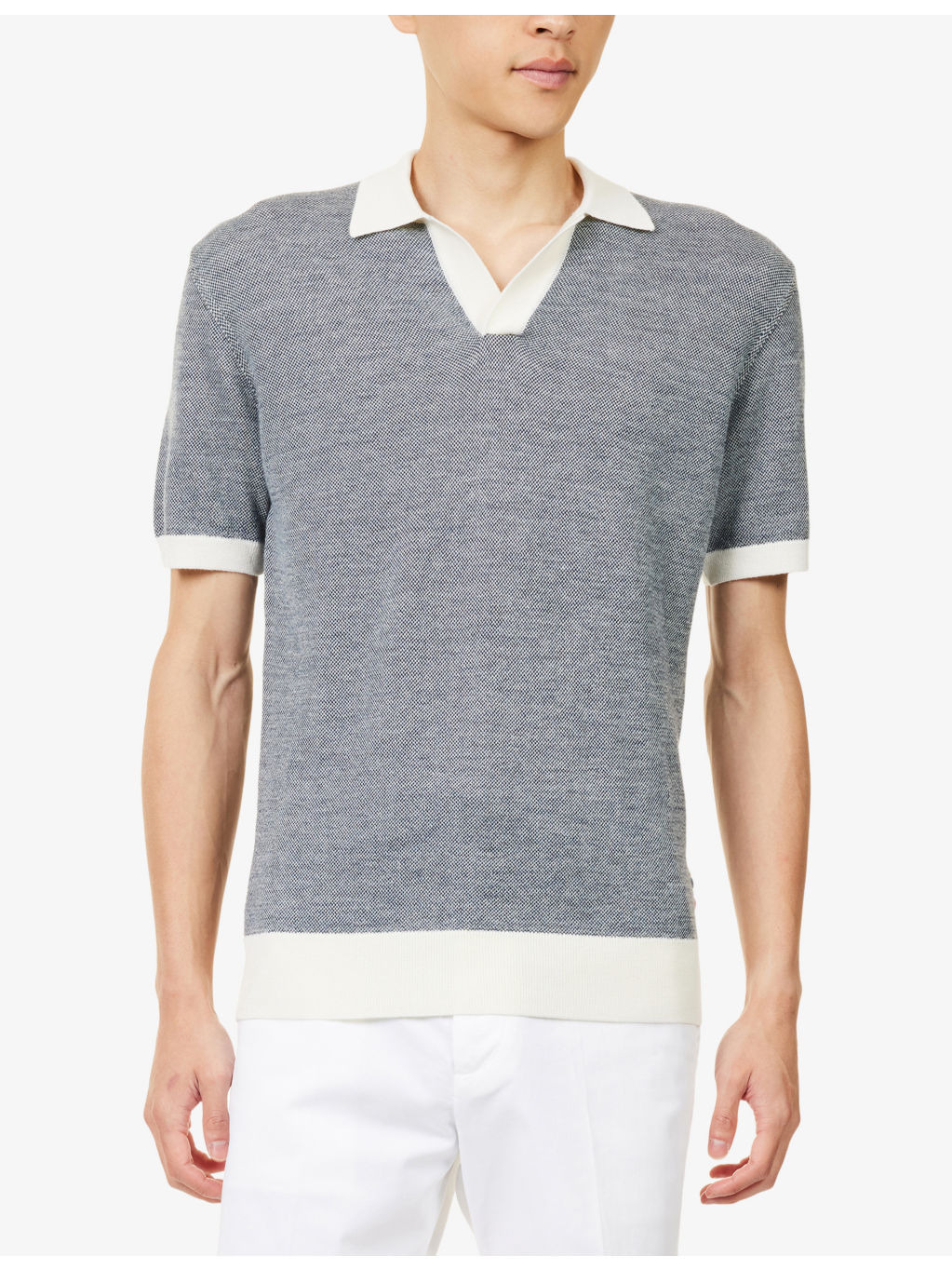 Horton Contrast Cotton-Wool Blend Polo Shirt - 3