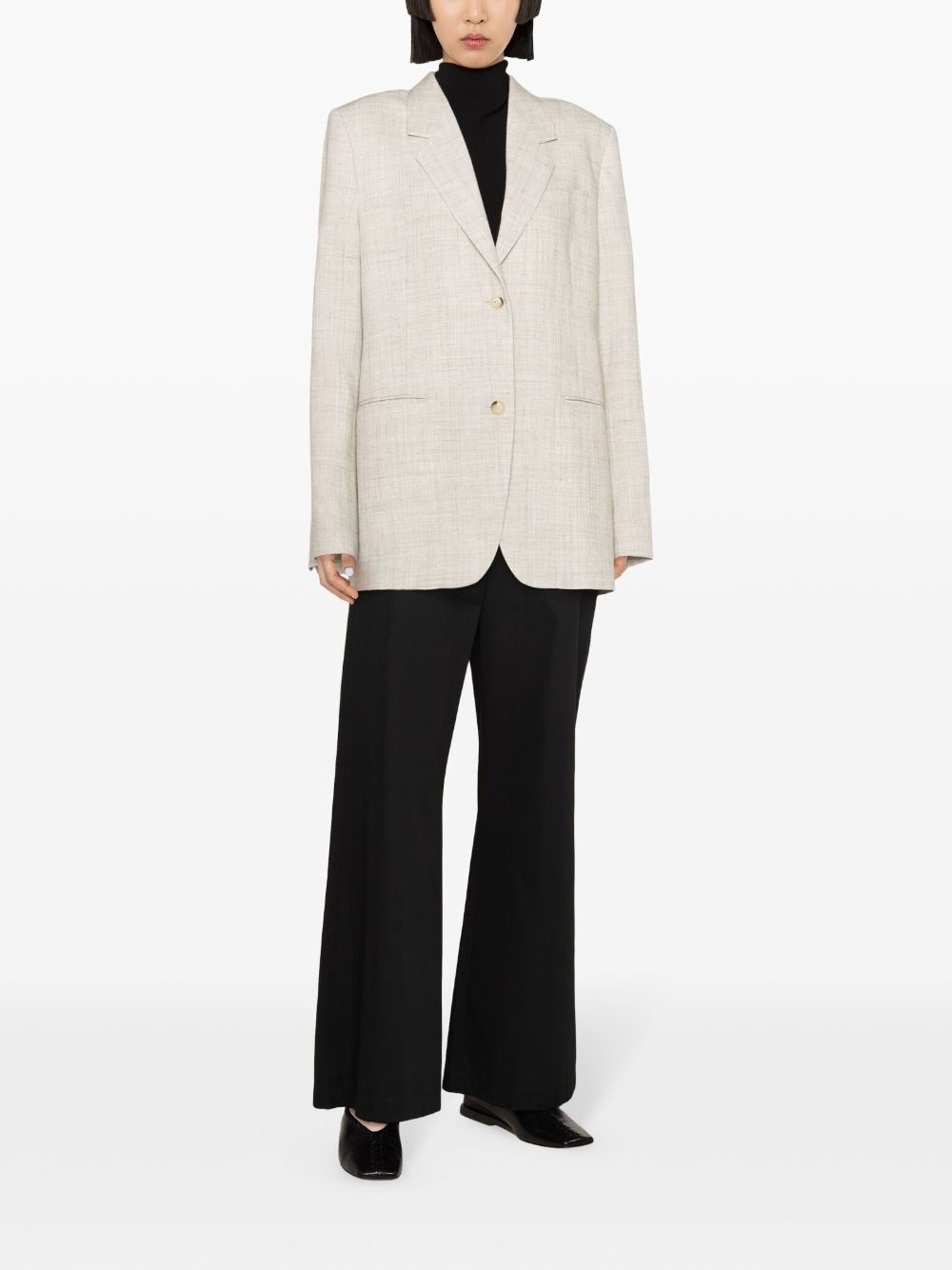 single-breasted twill blazer - 2