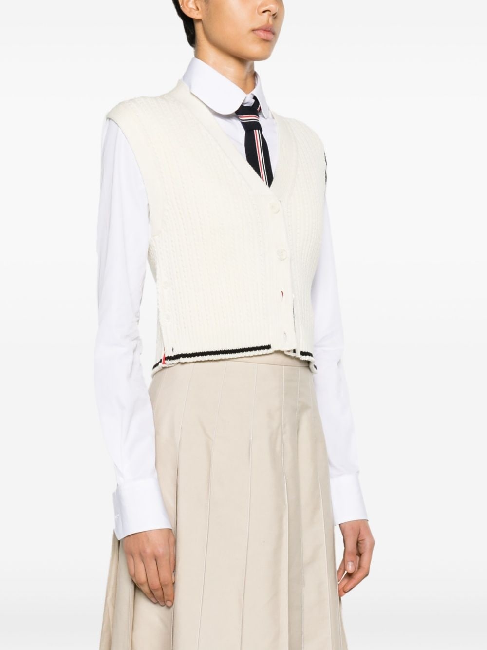 cropped cable-knit vest - 3
