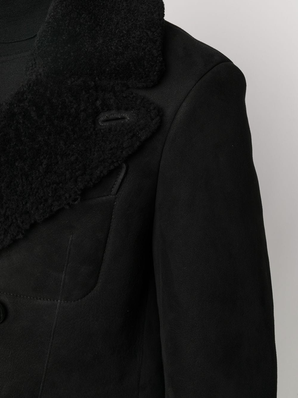 fur-lined double-breasted jacket - 5