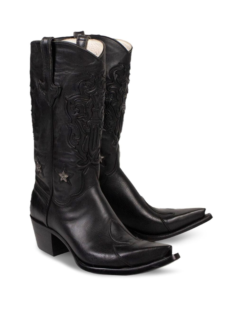 star-appliqué leather boots - 2