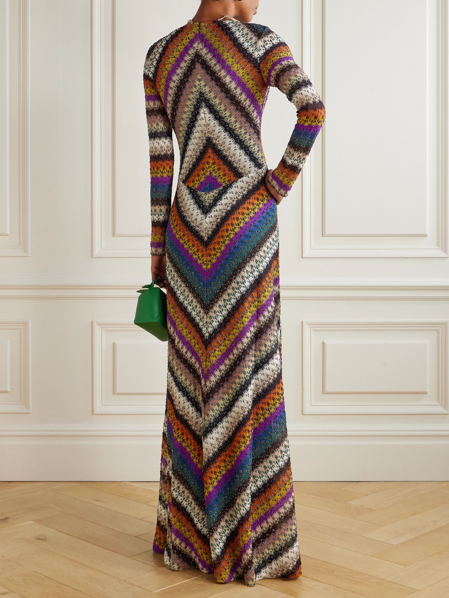 Striped metallic crochet-knit maxi dress Multi - 3