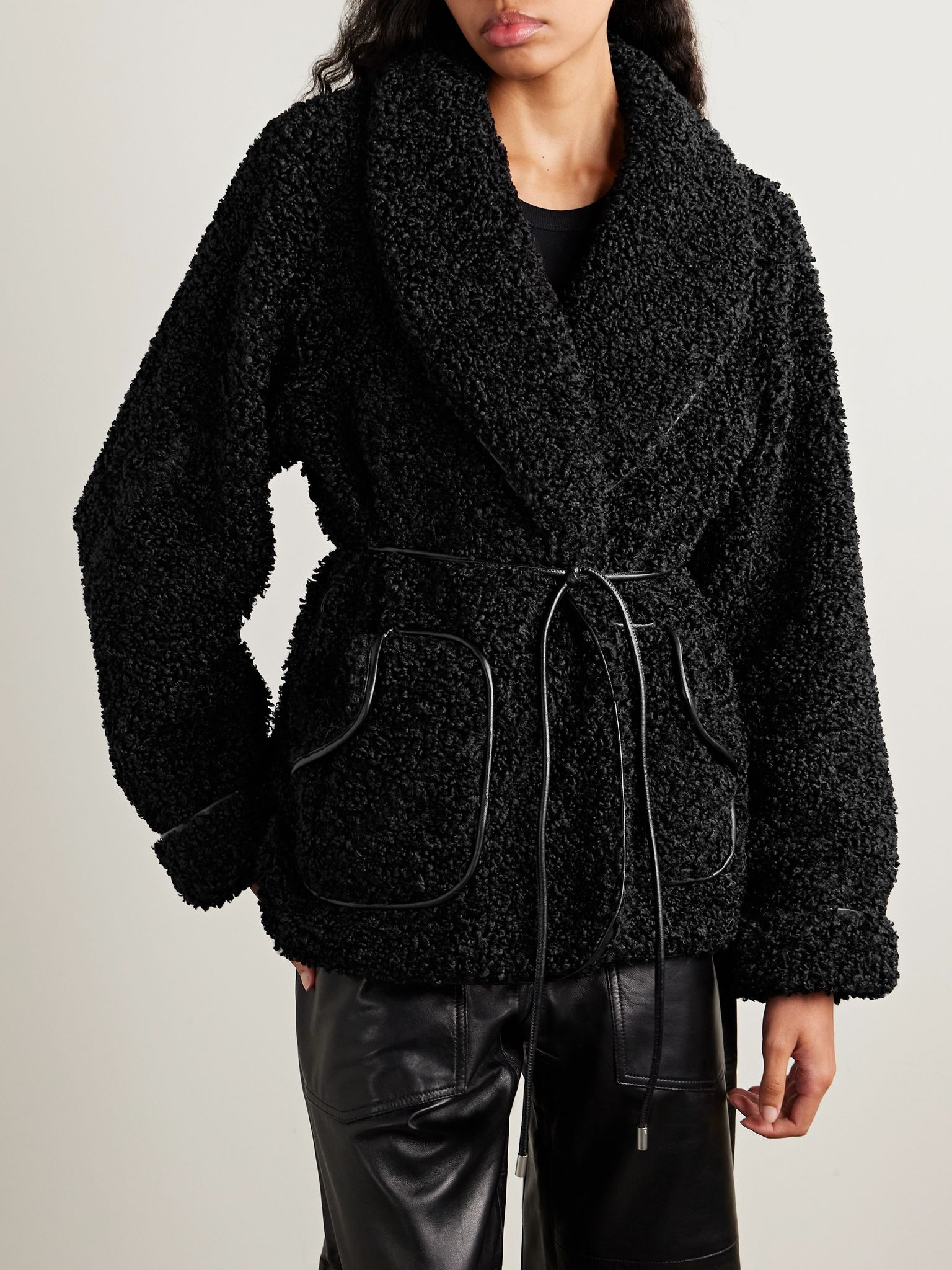 Kima belted fleece jacket Black - 3