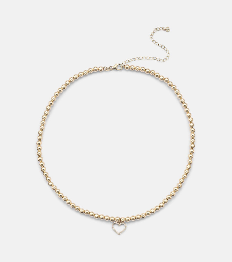 Open Heart 14kt gold choker with diamonds 1