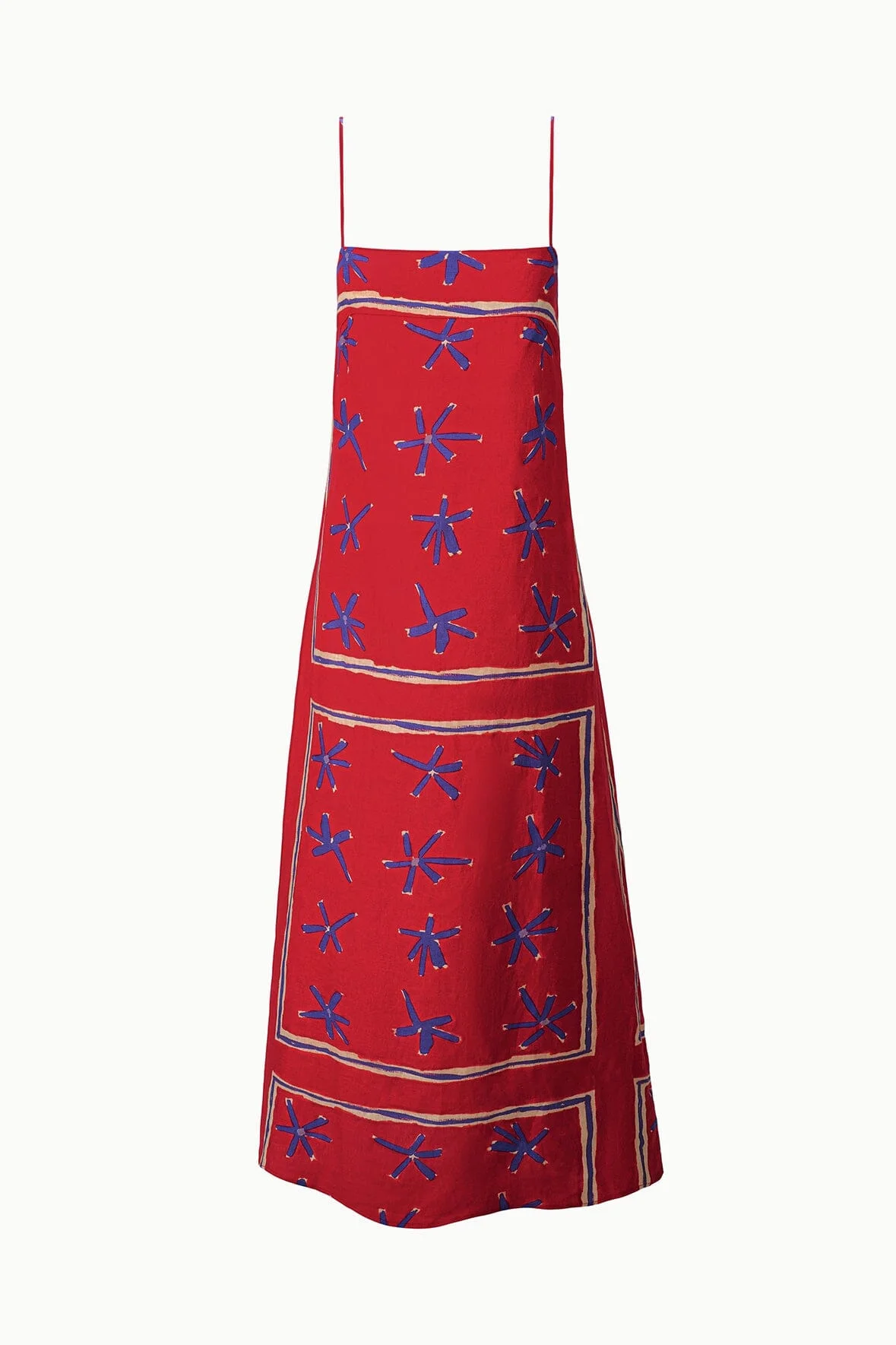 STAUD LAURA LINEN DRESS PAINTED FOULARD - 1