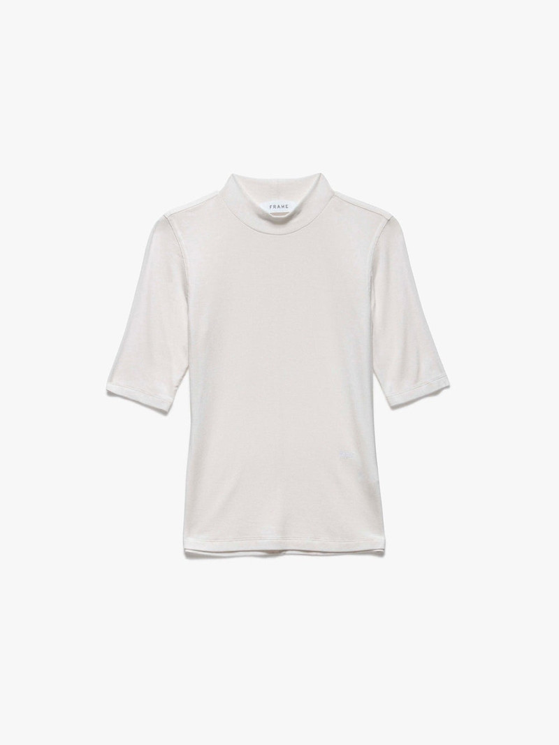 Refined Rib Mock Neck in Off White 1