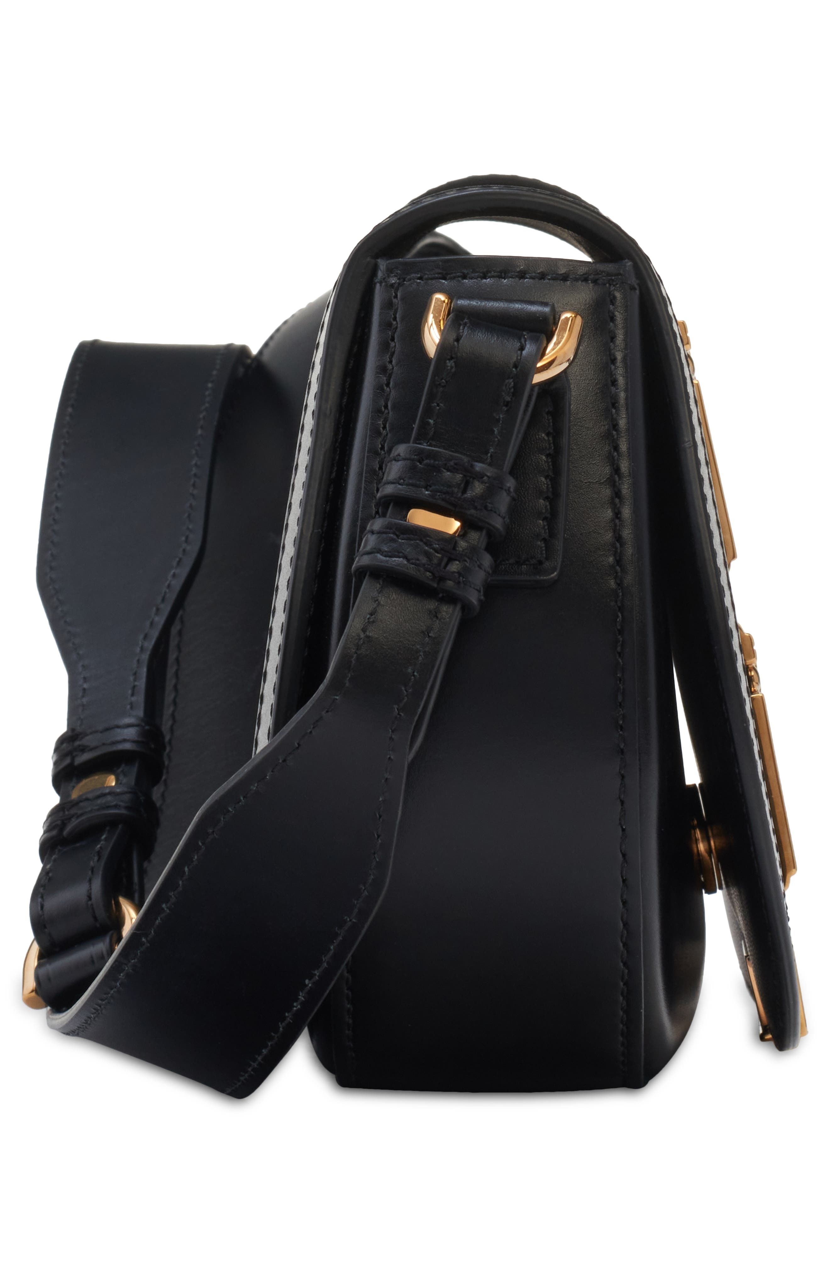 Medium Greca Goddess Leather Shoulder Bag in Black- Gold - 7