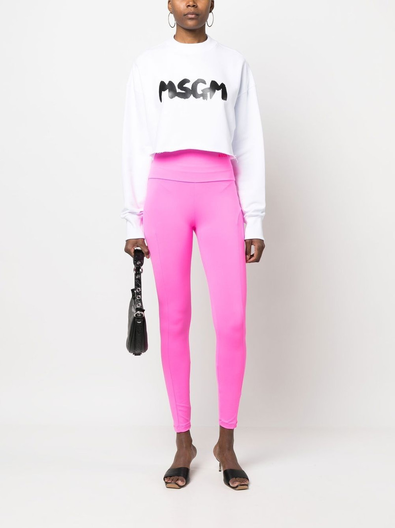 MSGM logo-print cropped sweatshirt outlook