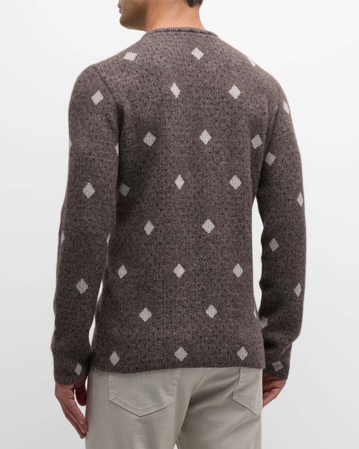 Men's Diamond Jacquard Cashmere-Blend Sweater - 4