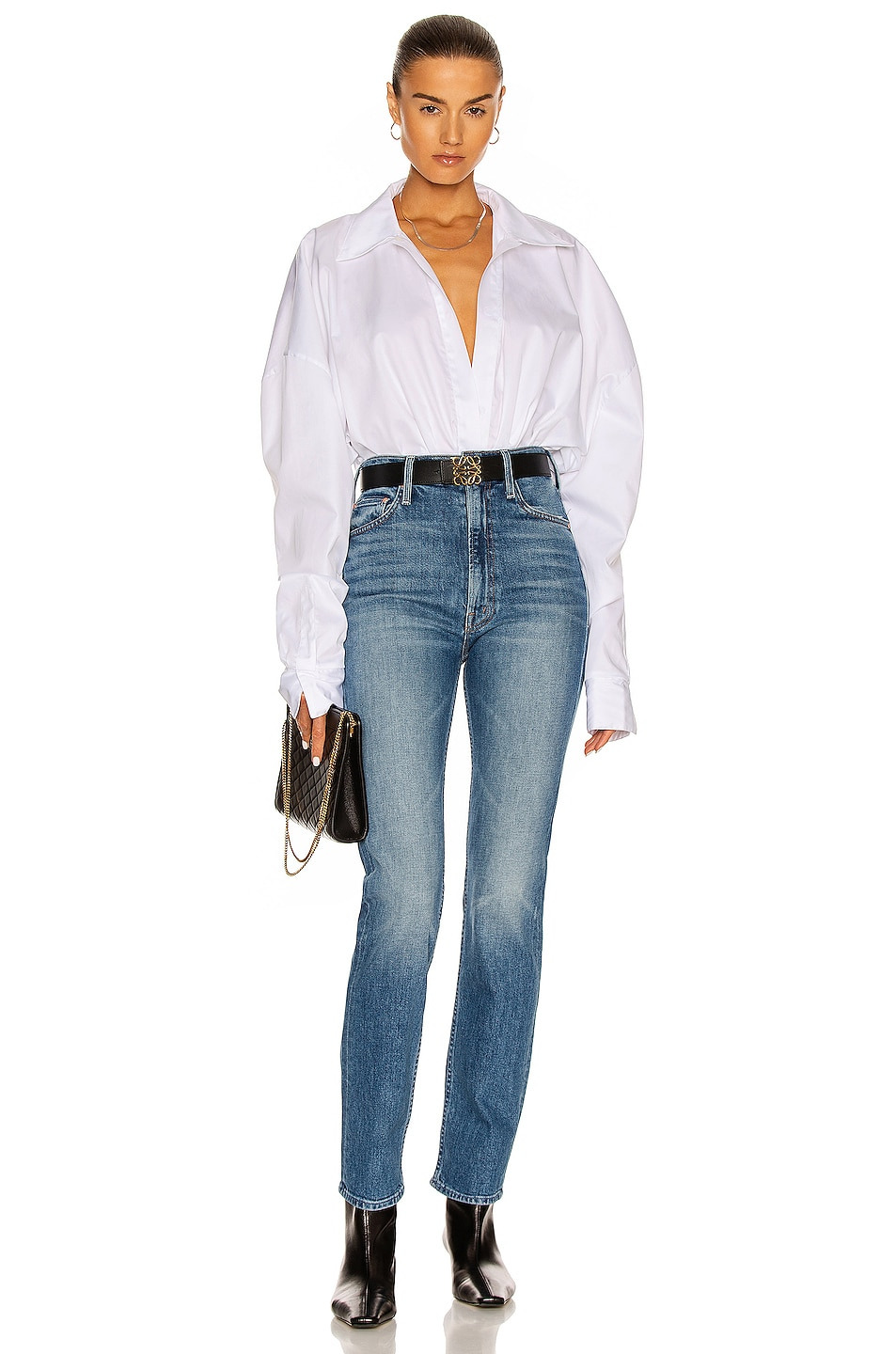 Oversized Boyfriend Shirt Bodysuit - 5