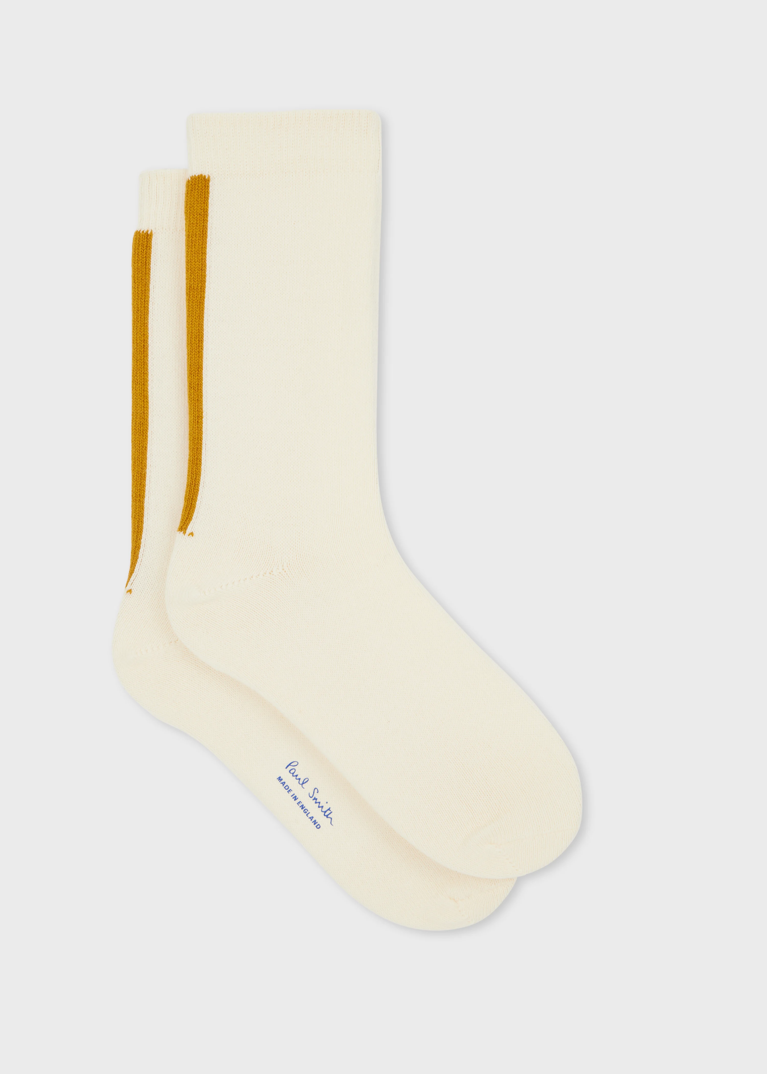 Women's Ecru and Mustard 'Racer Stripe' Socks - 1