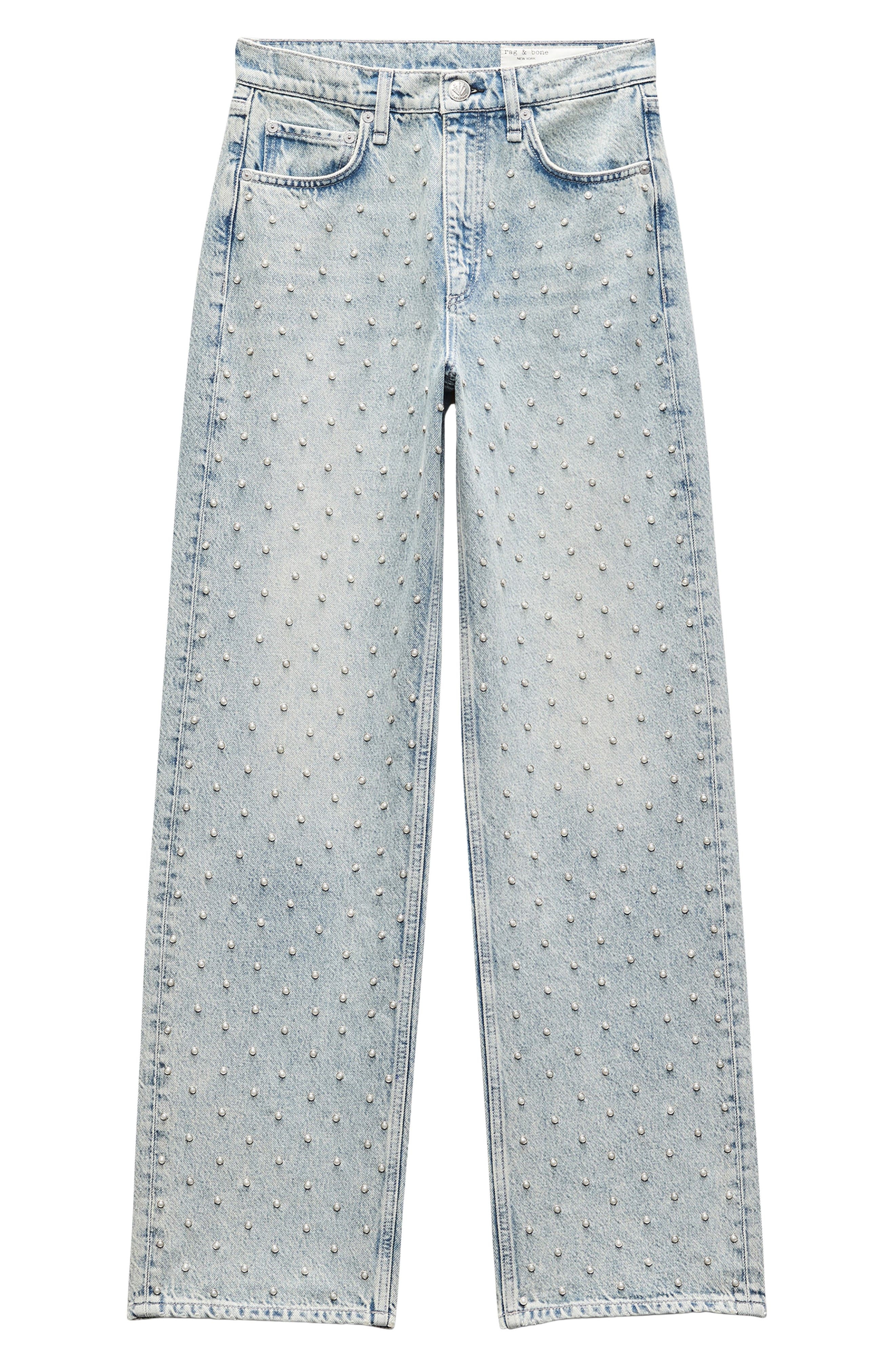 rag & bone Shea Studded High Waist Straight Jeans in Desipearl at Nordstrom - 5