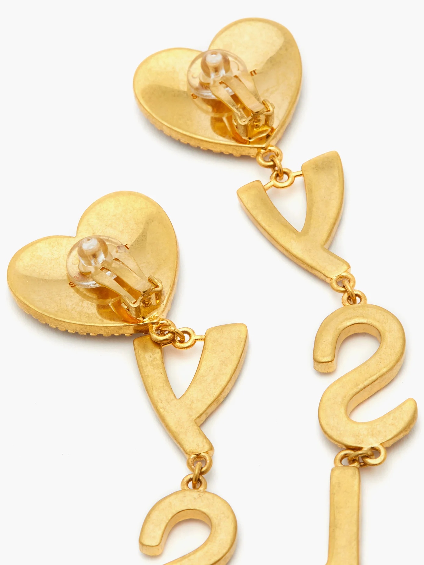 YSL crystal heart drop clip earrings - 4