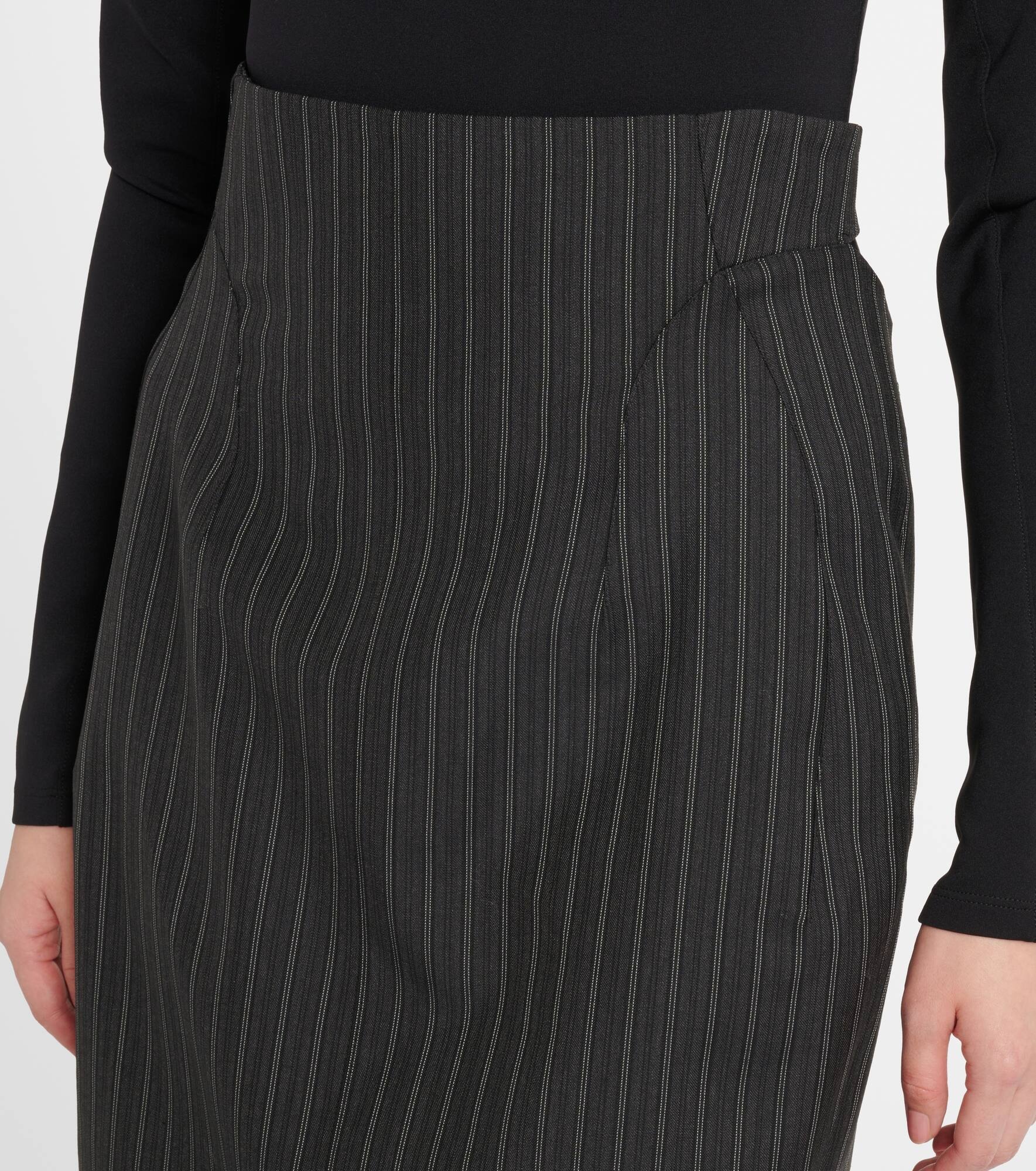 Pinstripe wool-blend midi skirt - 4