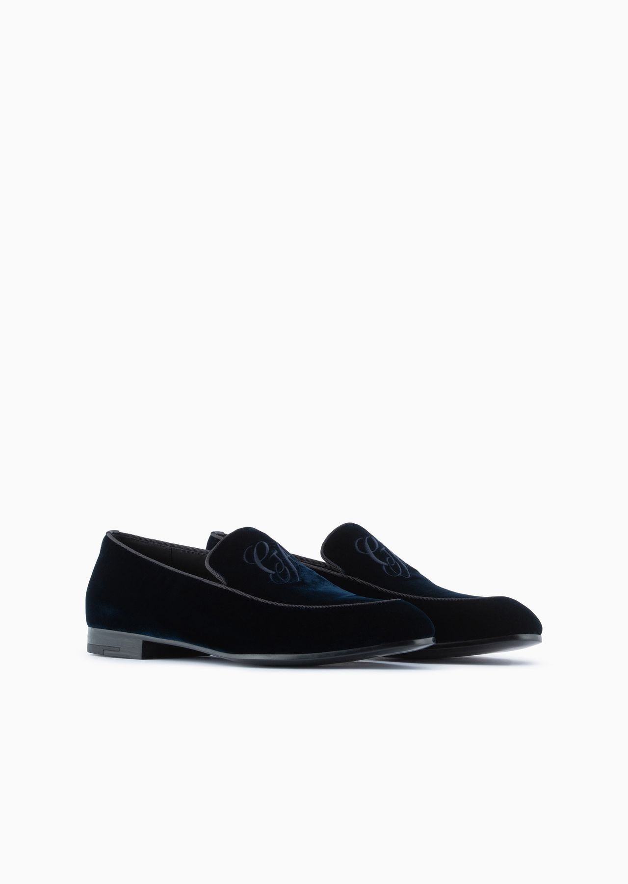 Velvet loafers with embroidered logo - 2