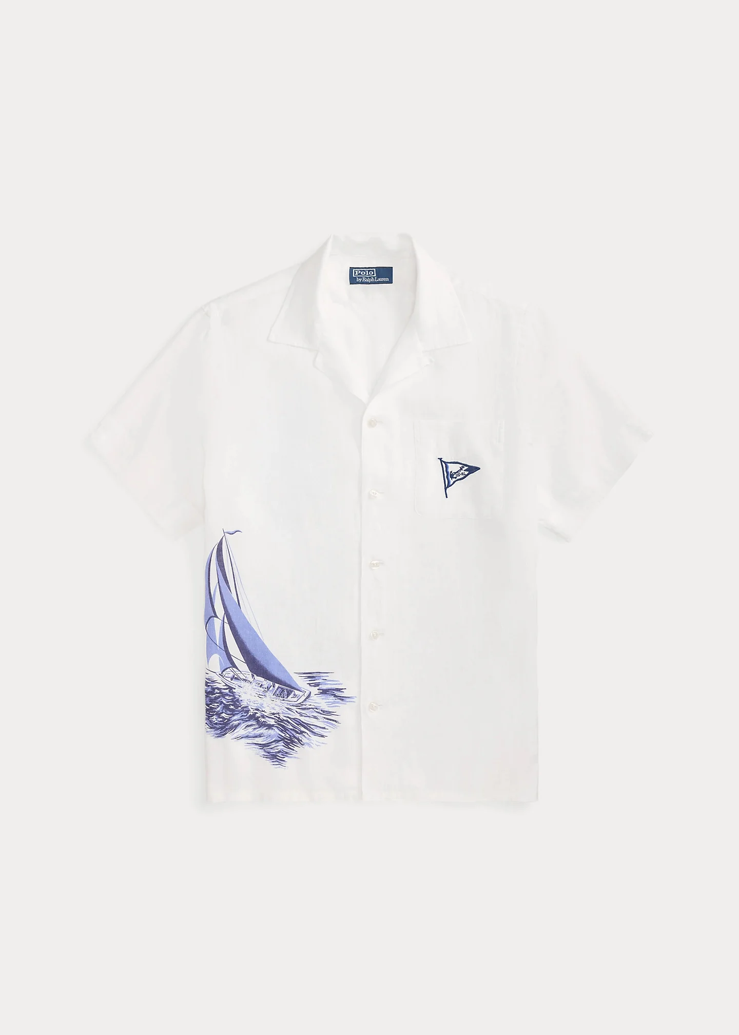 Classic Fit Nautical Linen Camp Shirt - 1