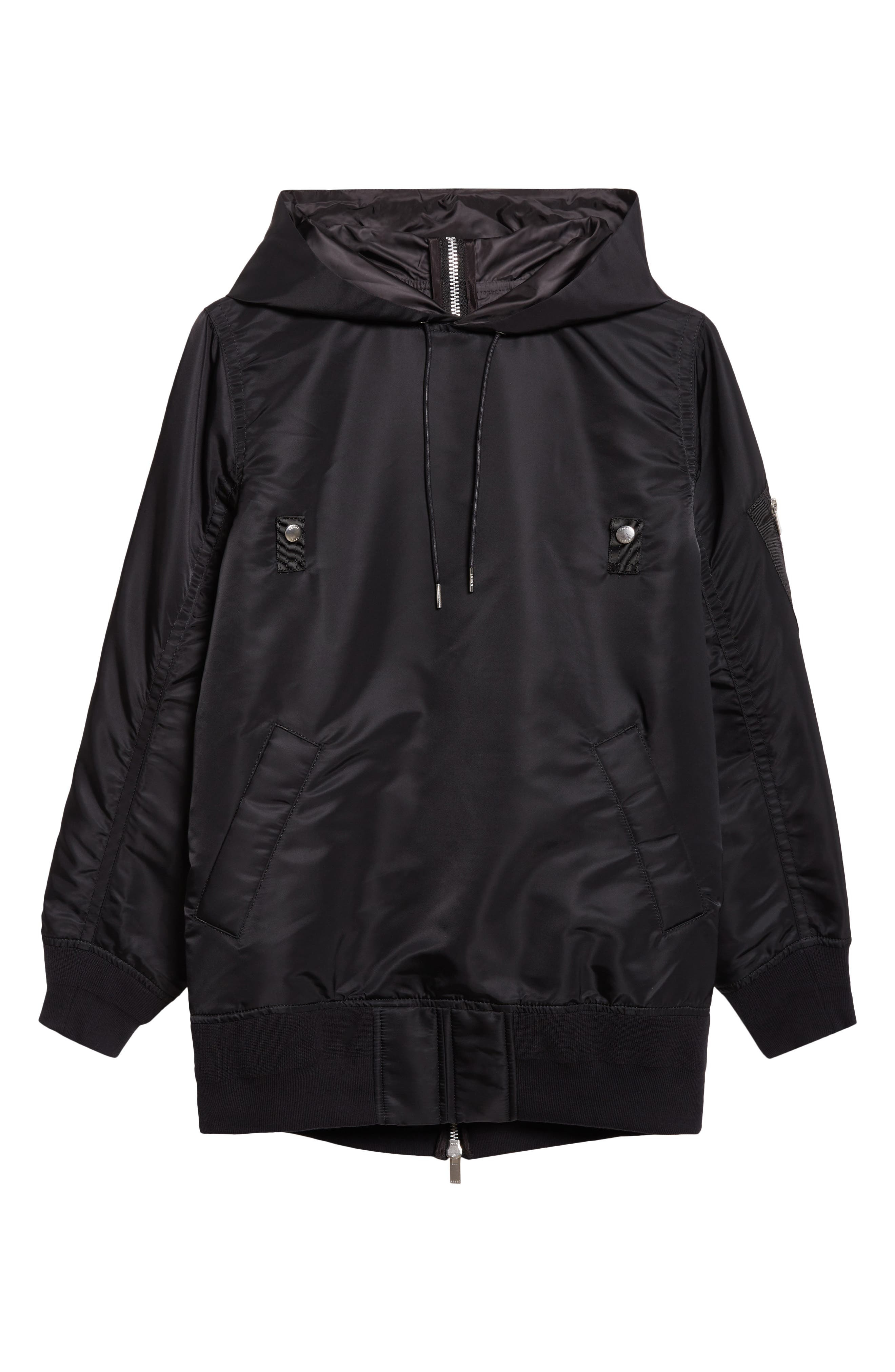 Sacai Nylon Twill Hoodie in Black at Nordstrom - 6