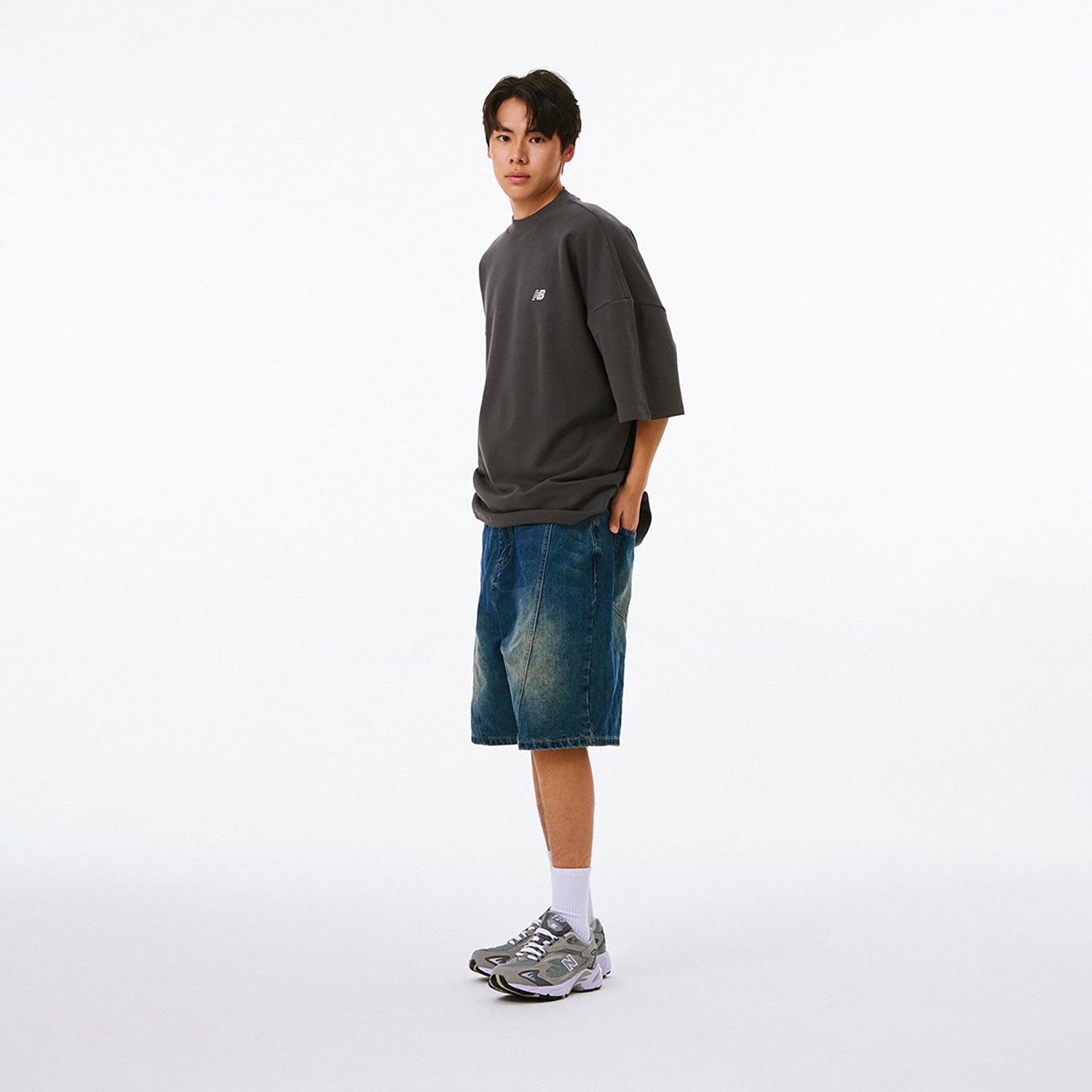 New Balance NB Logo Cotton T-shirt 'Grey' AMT41333-ACK - 7