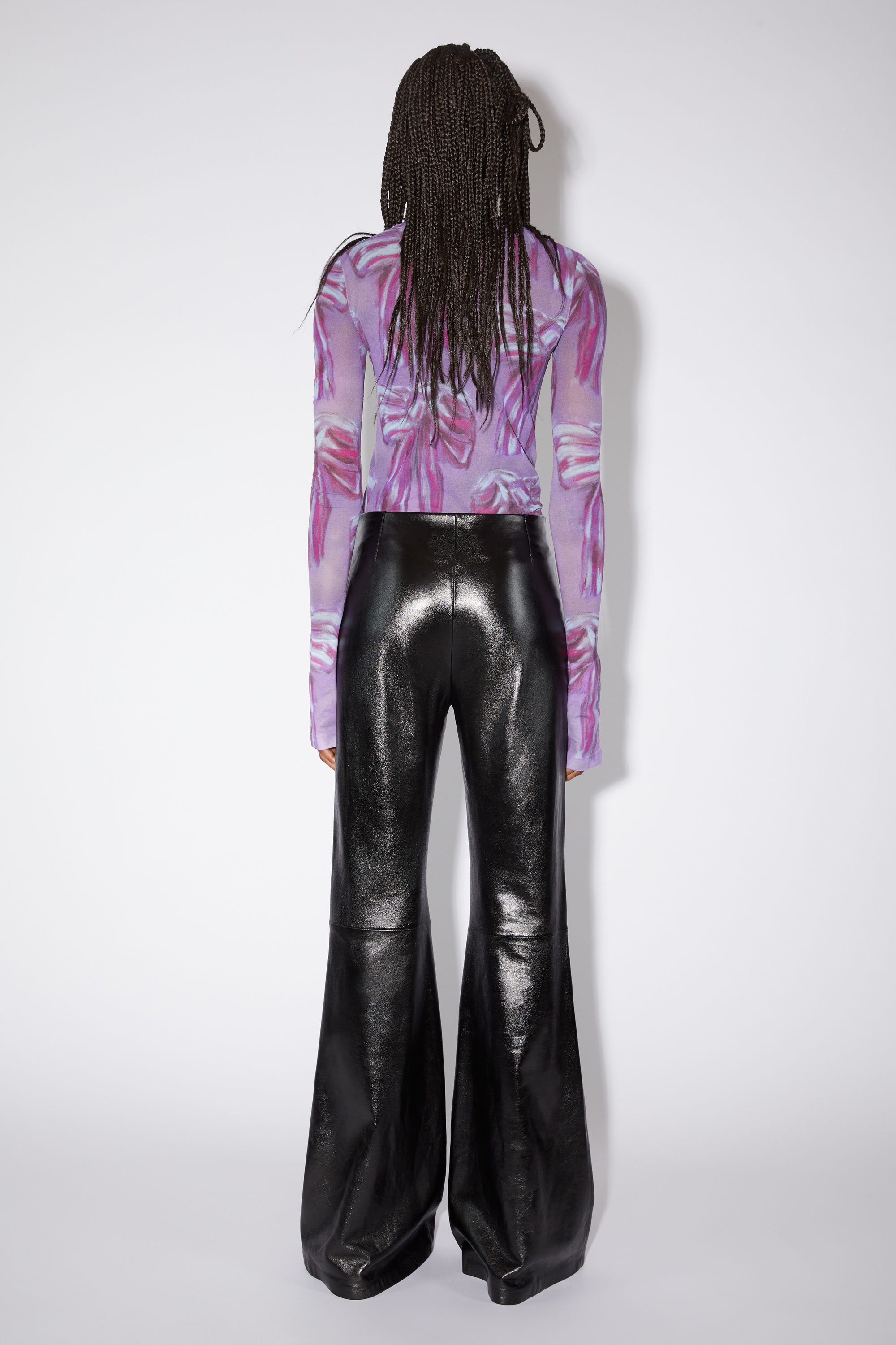 Flared leather trousers - Black - 3